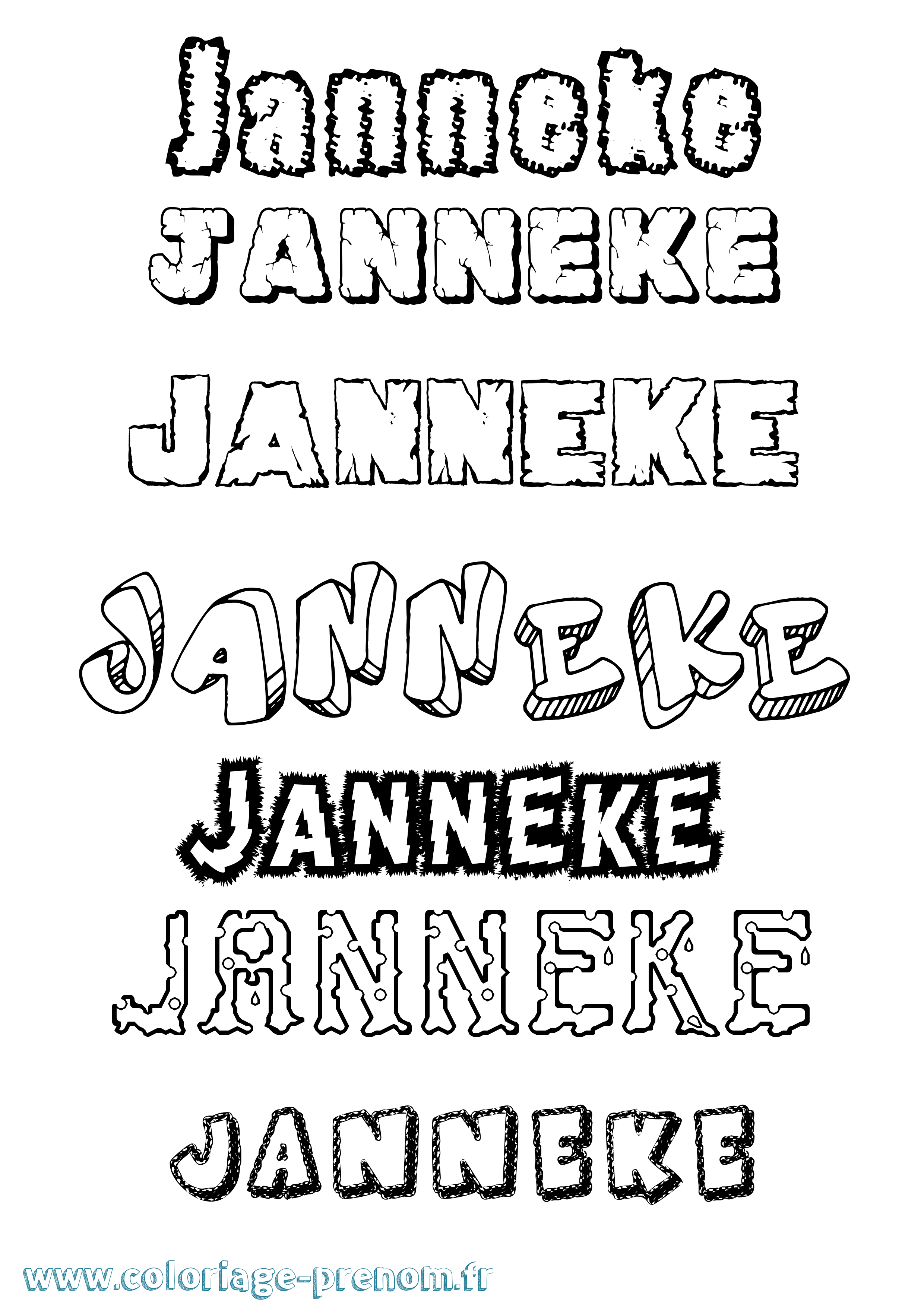 Coloriage Janneke Destructuré Coloriage prénom Janneke Destructuré