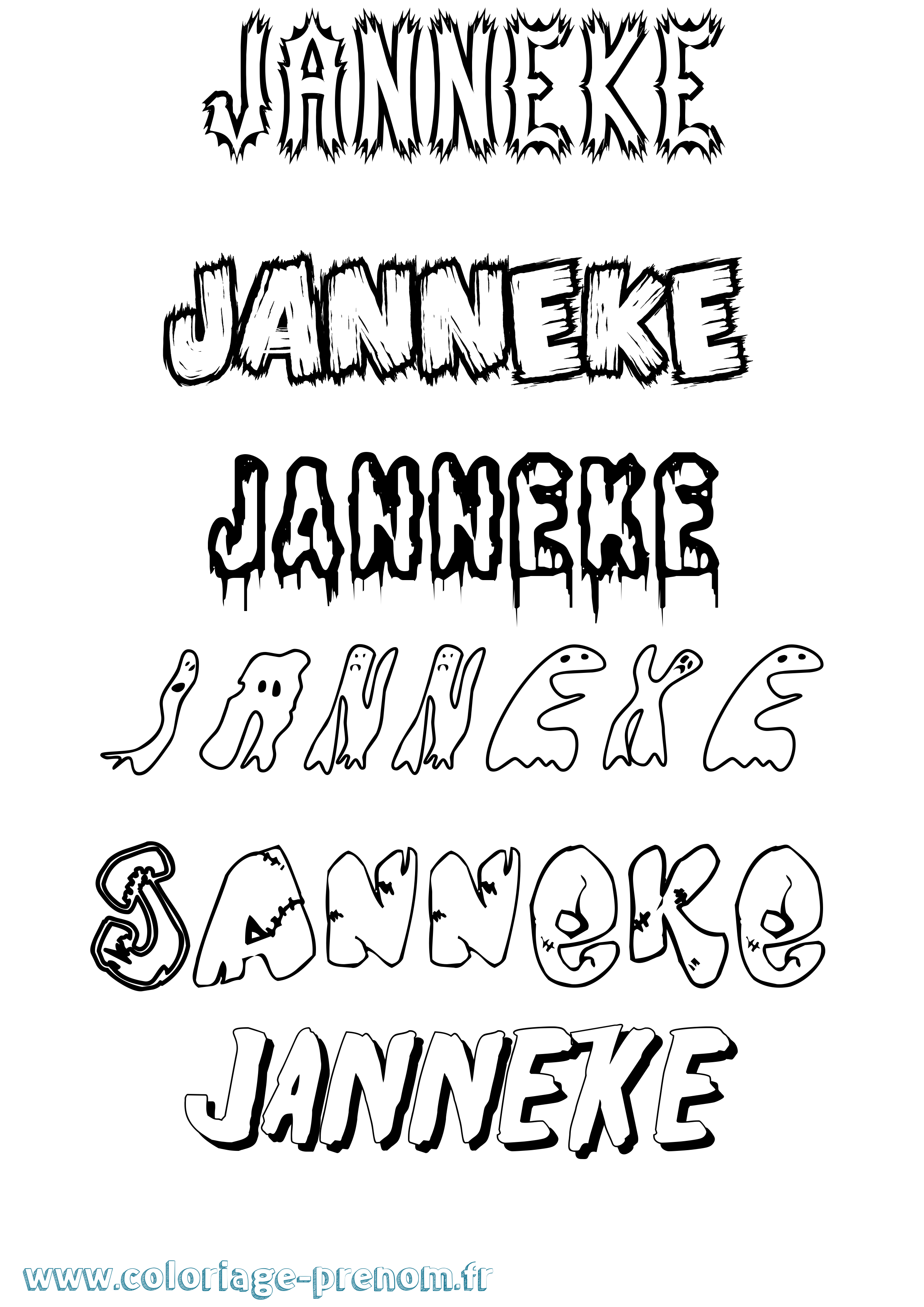 Coloriage Janneke Frisson Coloriage prénom Janneke Frisson