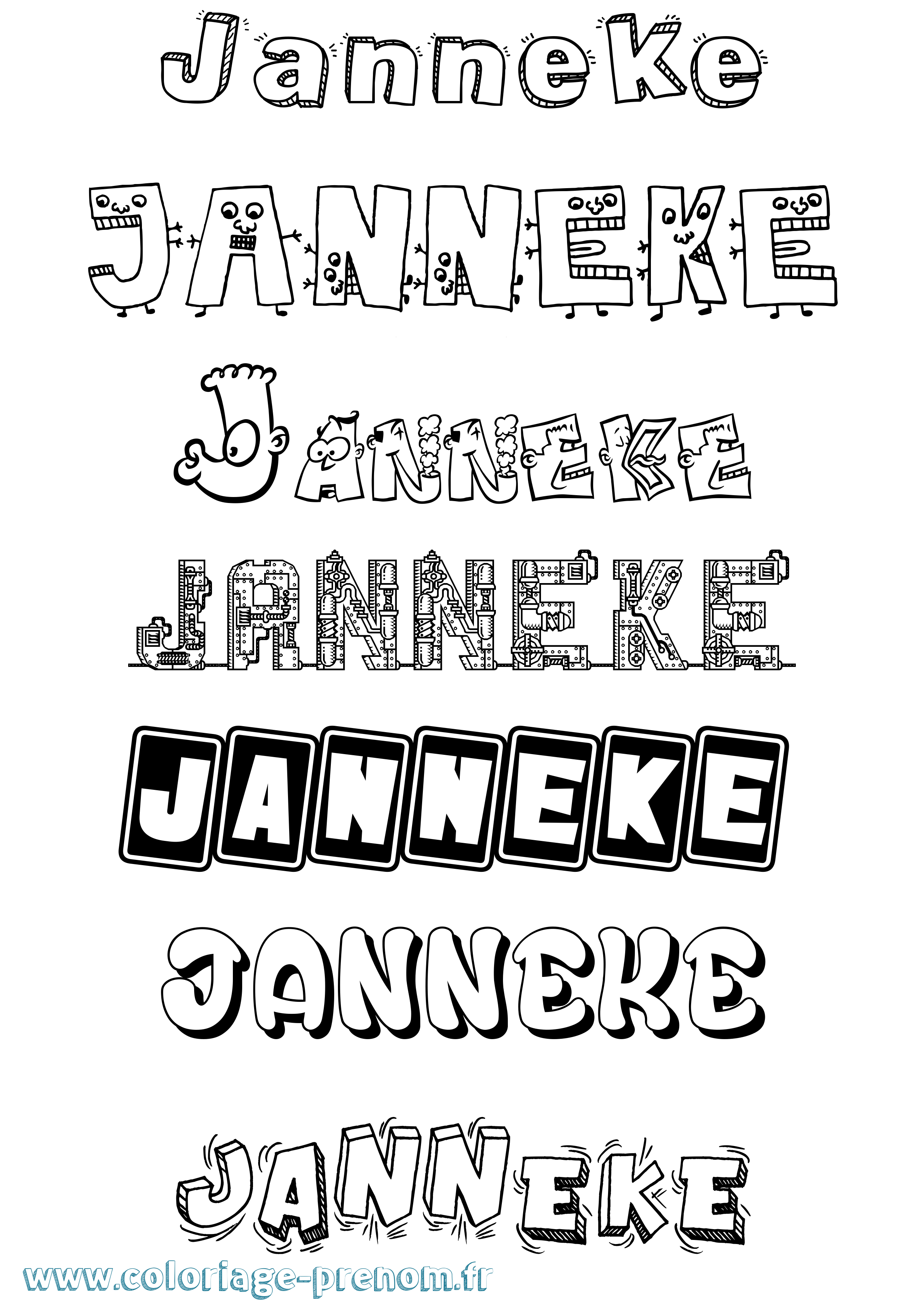 Coloriage Janneke Fun Coloriage prénom Janneke Fun