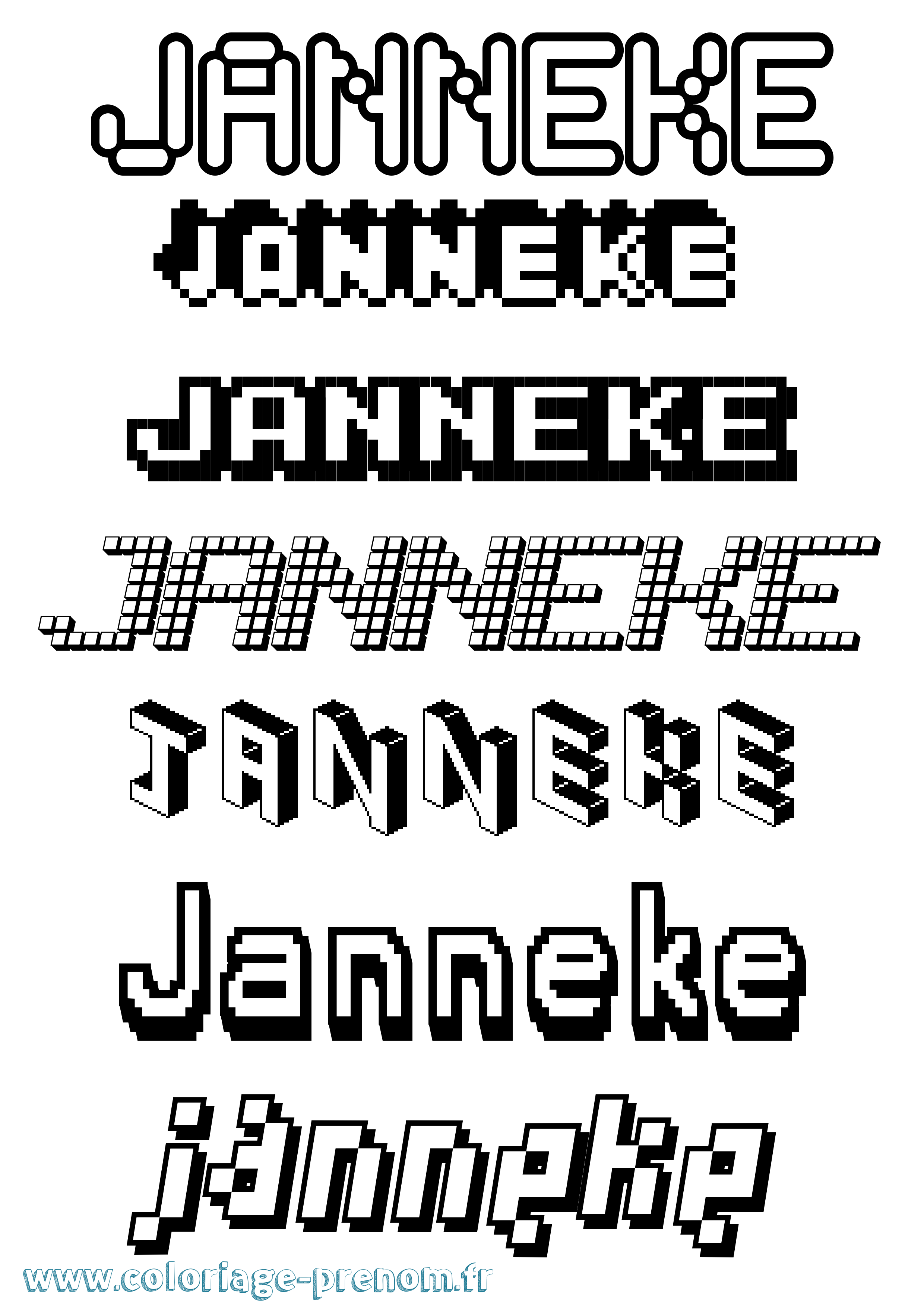 Coloriage Janneke Pixel Coloriage prénom Janneke Pixel