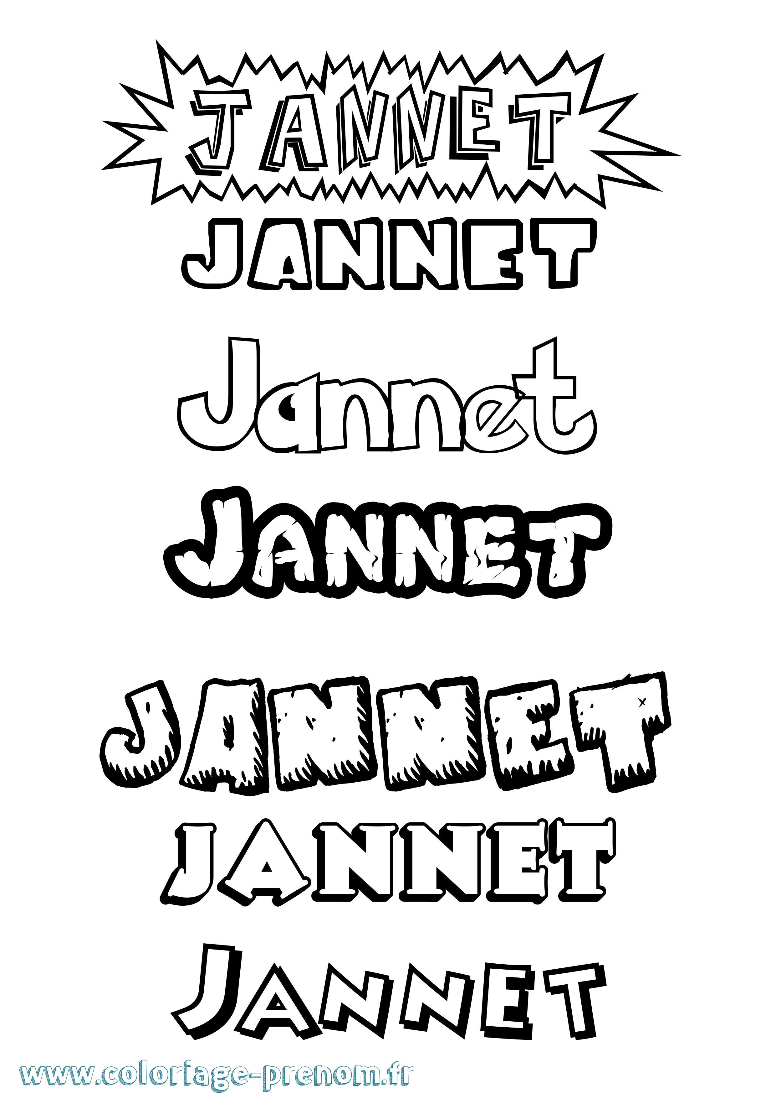 Coloriage Jannet Dessin Animé Coloriage prénom Jannet Dessin Animé