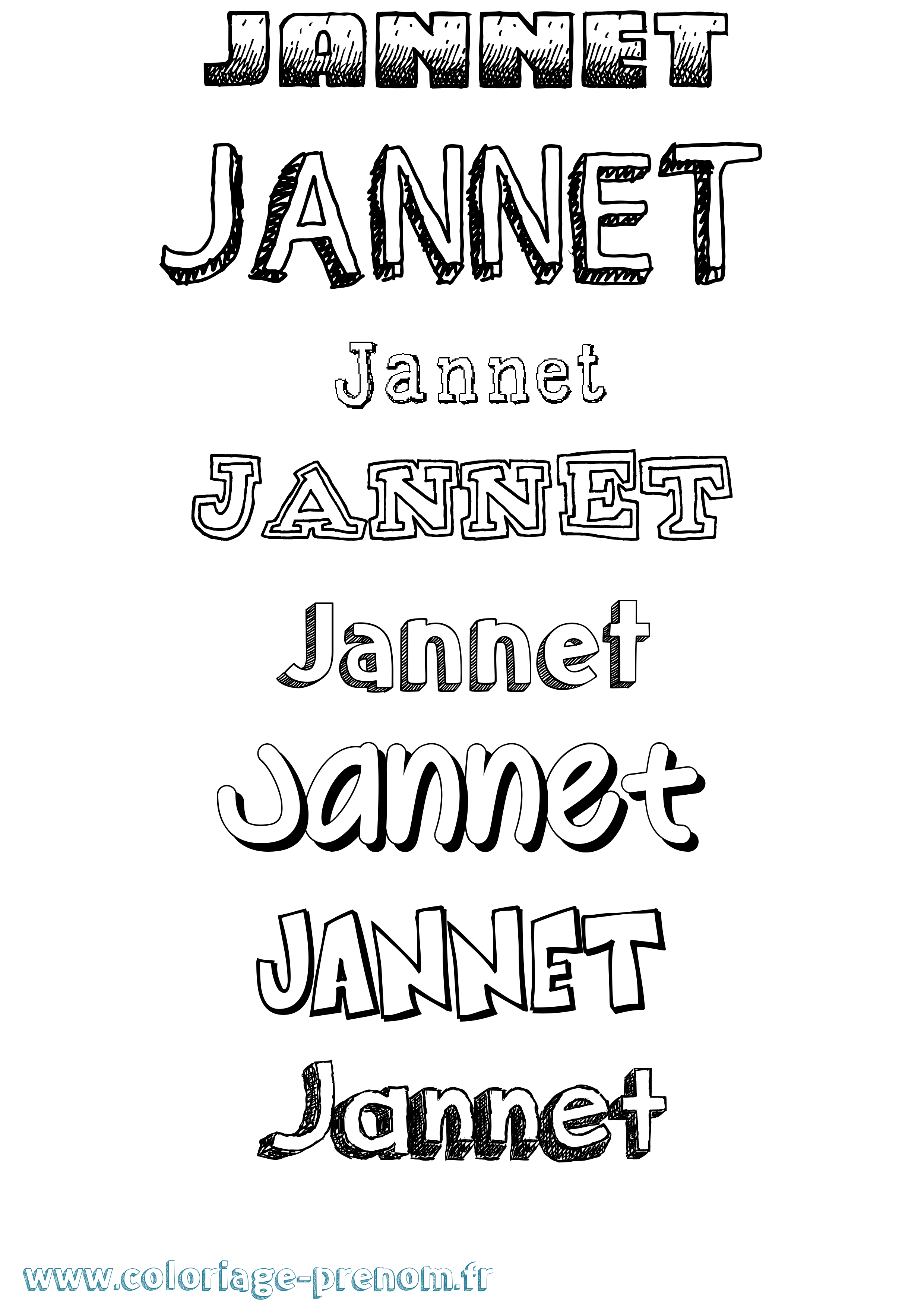 Coloriage Jannet Dessiné Coloriage prénom Jannet Dessiné