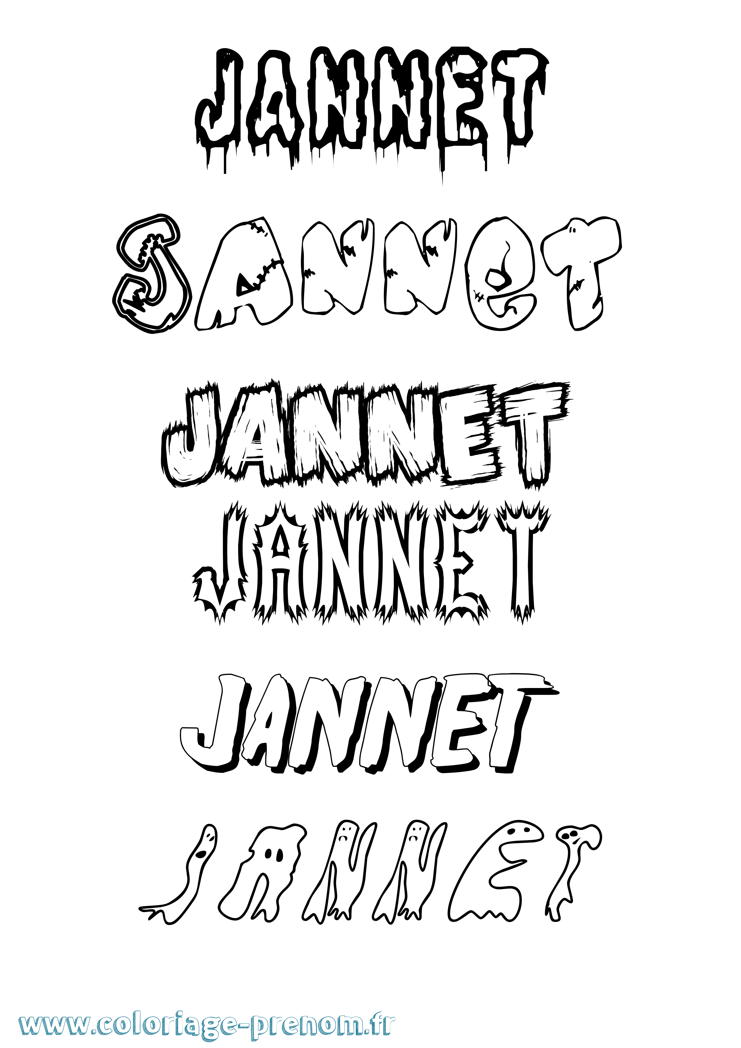 Coloriage Jannet Frisson Coloriage prénom Jannet Frisson