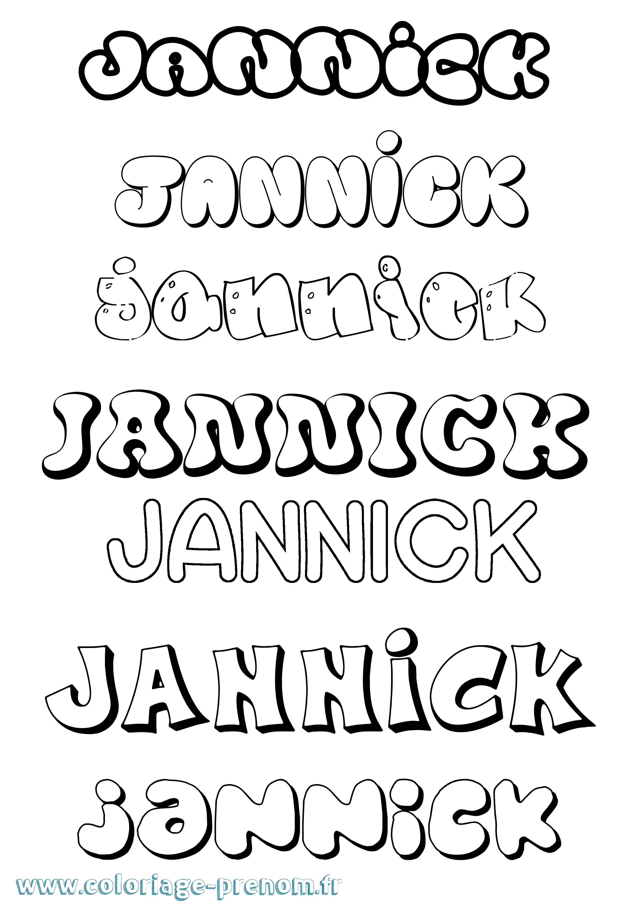 Coloriage Jannick Bubble Coloriage prénom Jannick Bubble