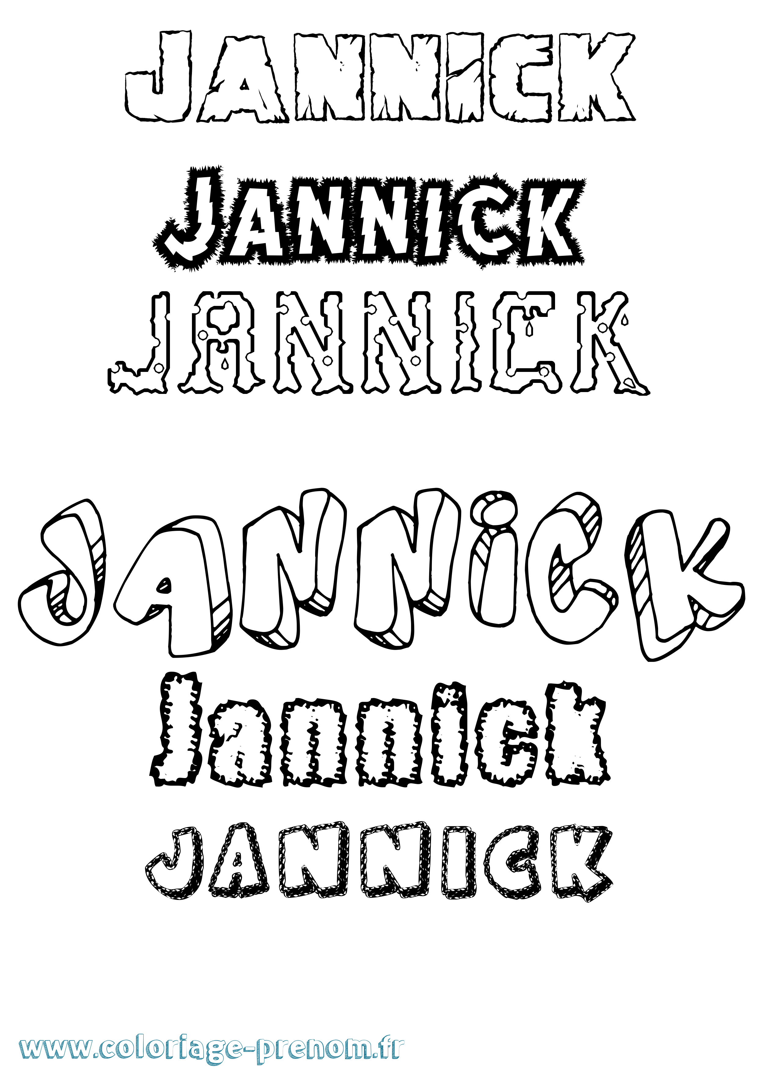 Coloriage Jannick Destructuré Coloriage prénom Jannick Destructuré