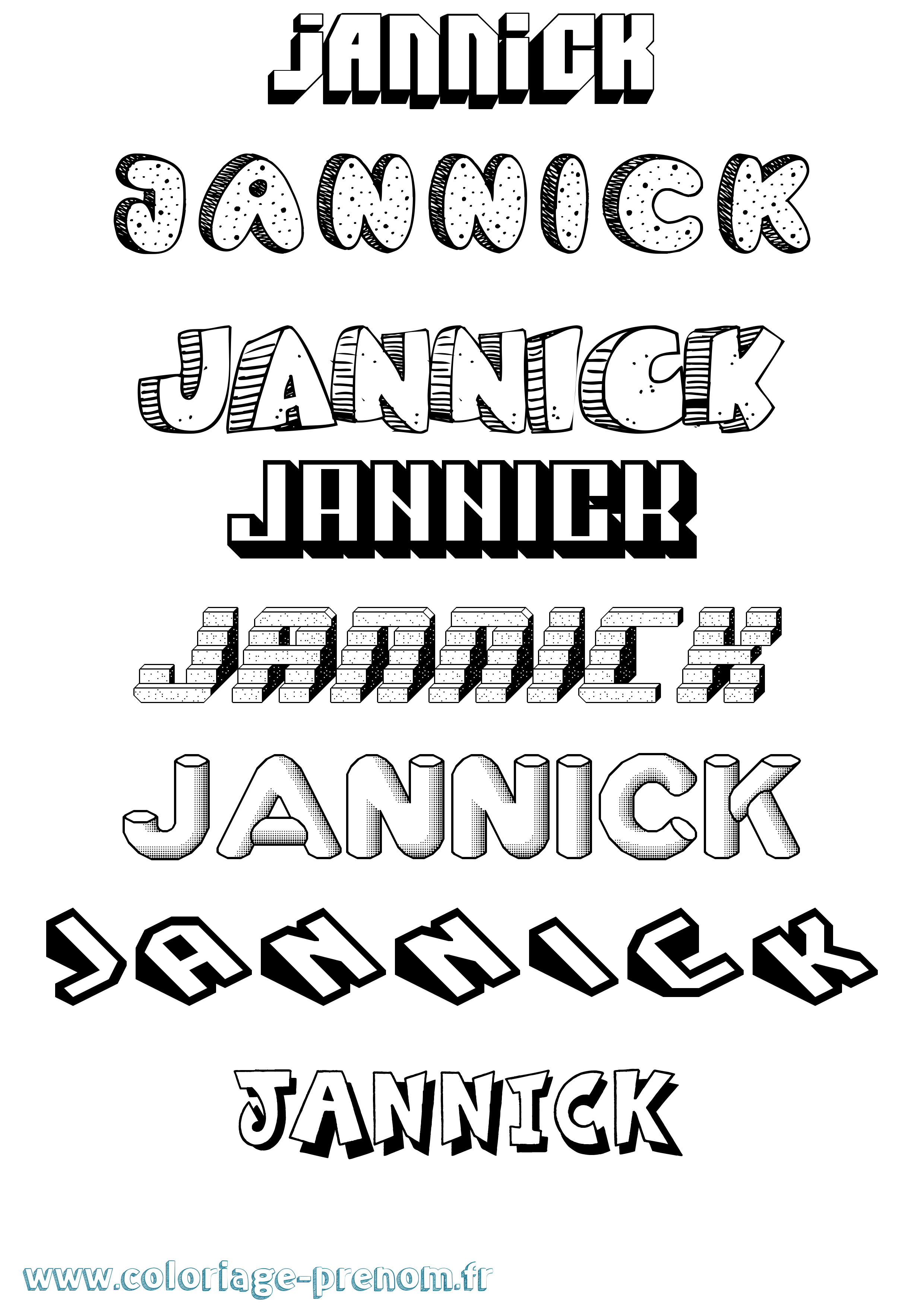 Coloriage Jannick Effet 3D Coloriage prénom Jannick Effet 3D