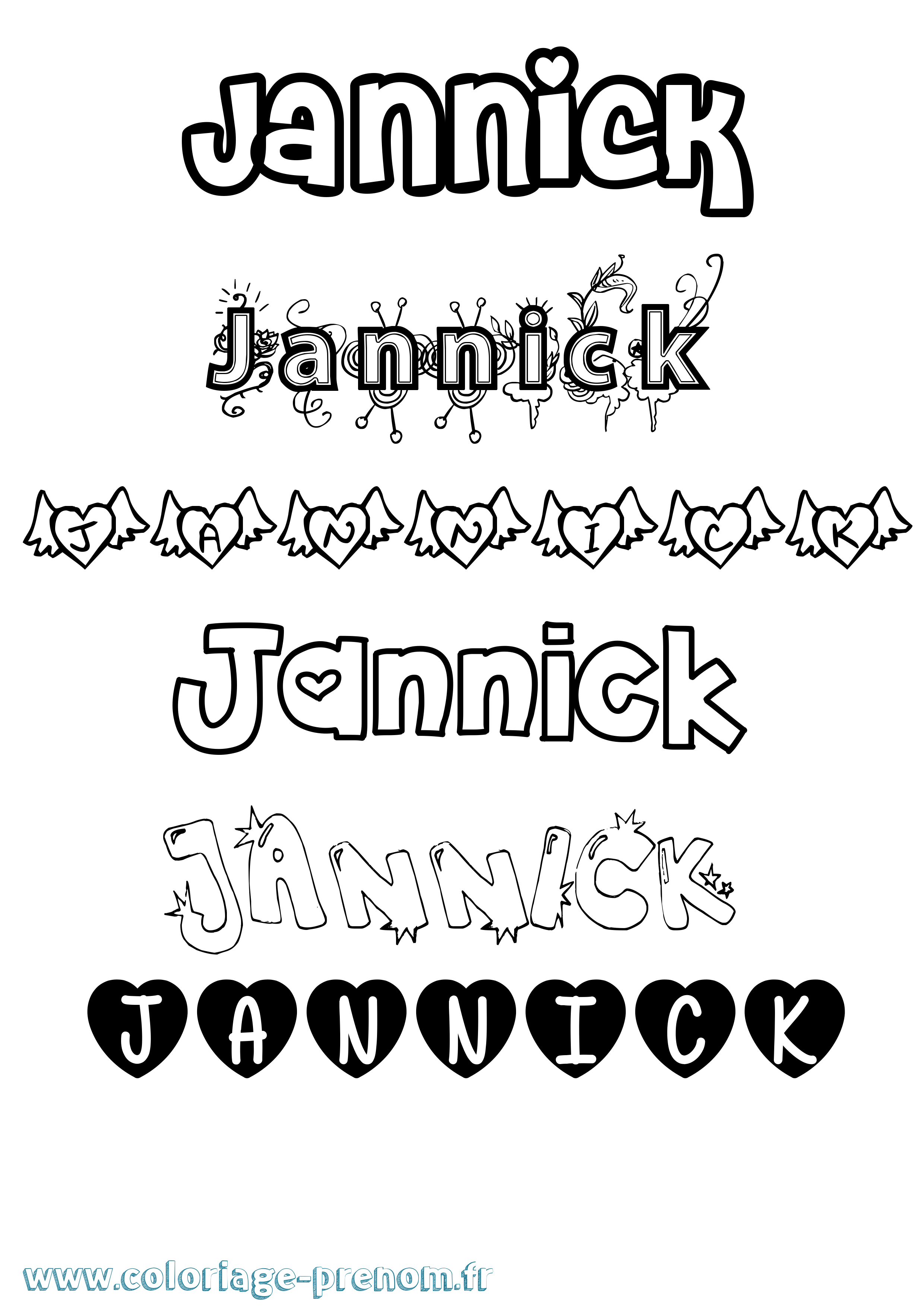 Coloriage Jannick Girly Coloriage prénom Jannick Girly