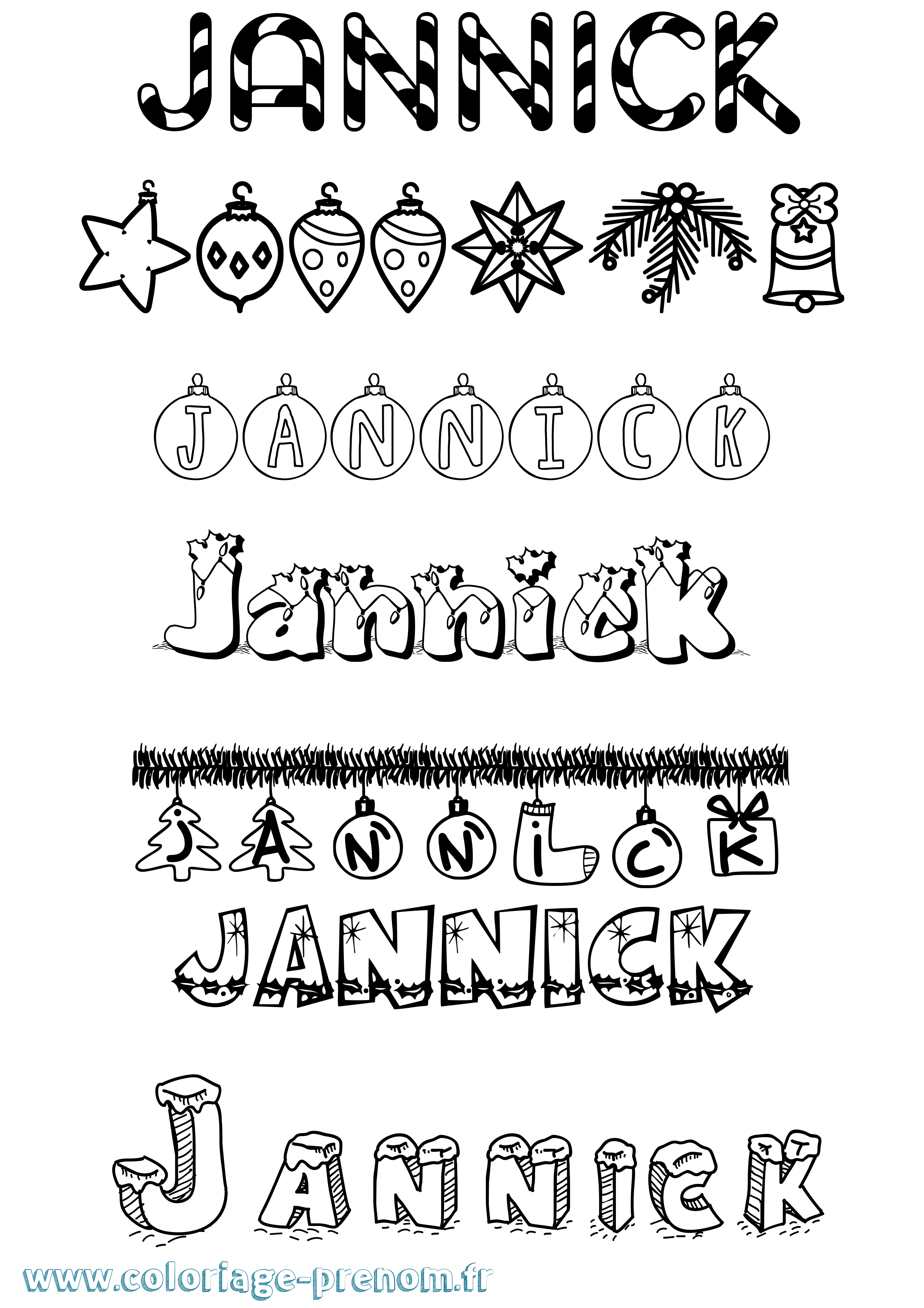 Coloriage Jannick Noël Coloriage prénom Jannick Noël
