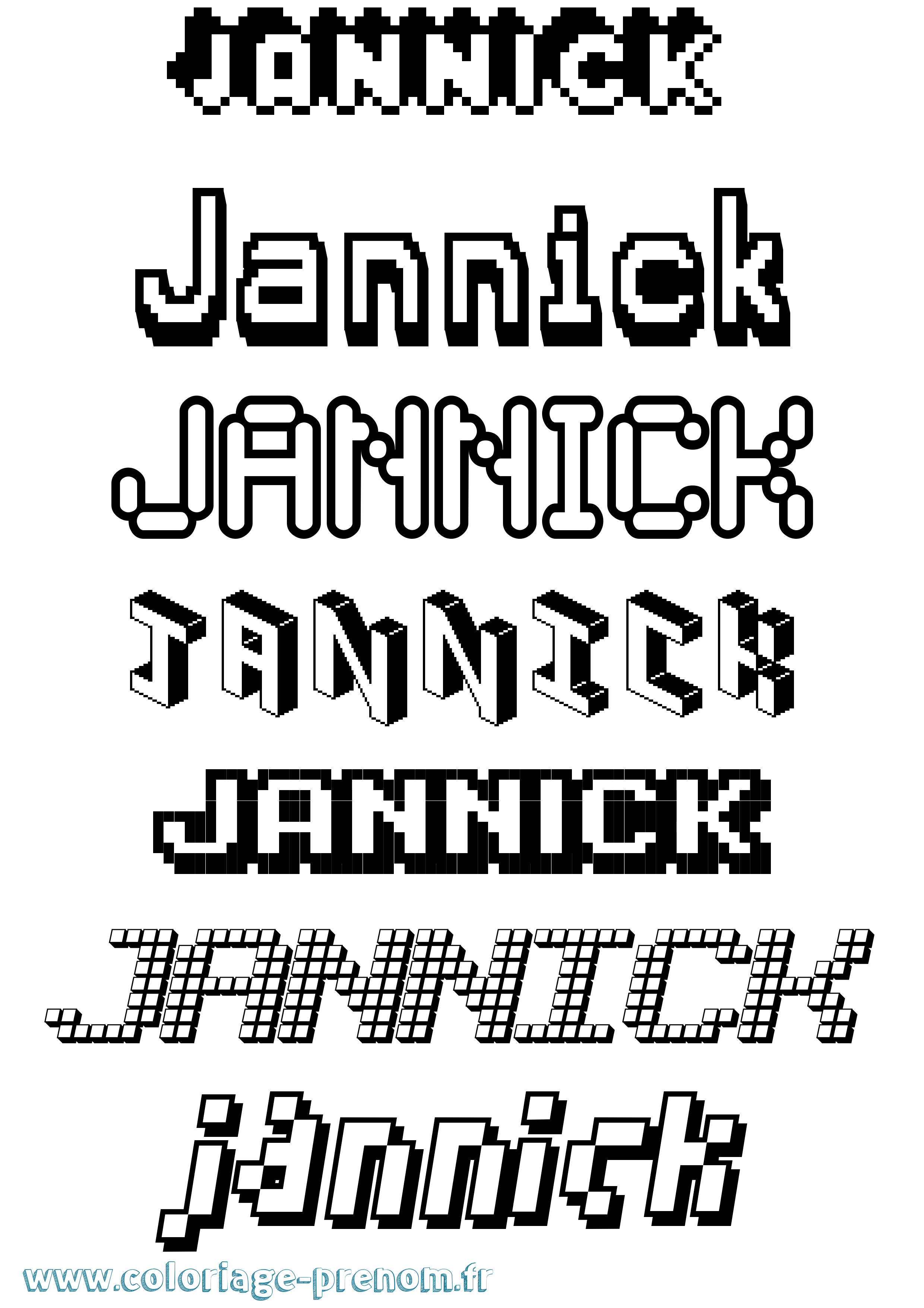 Coloriage Jannick Pixel Coloriage prénom Jannick Pixel