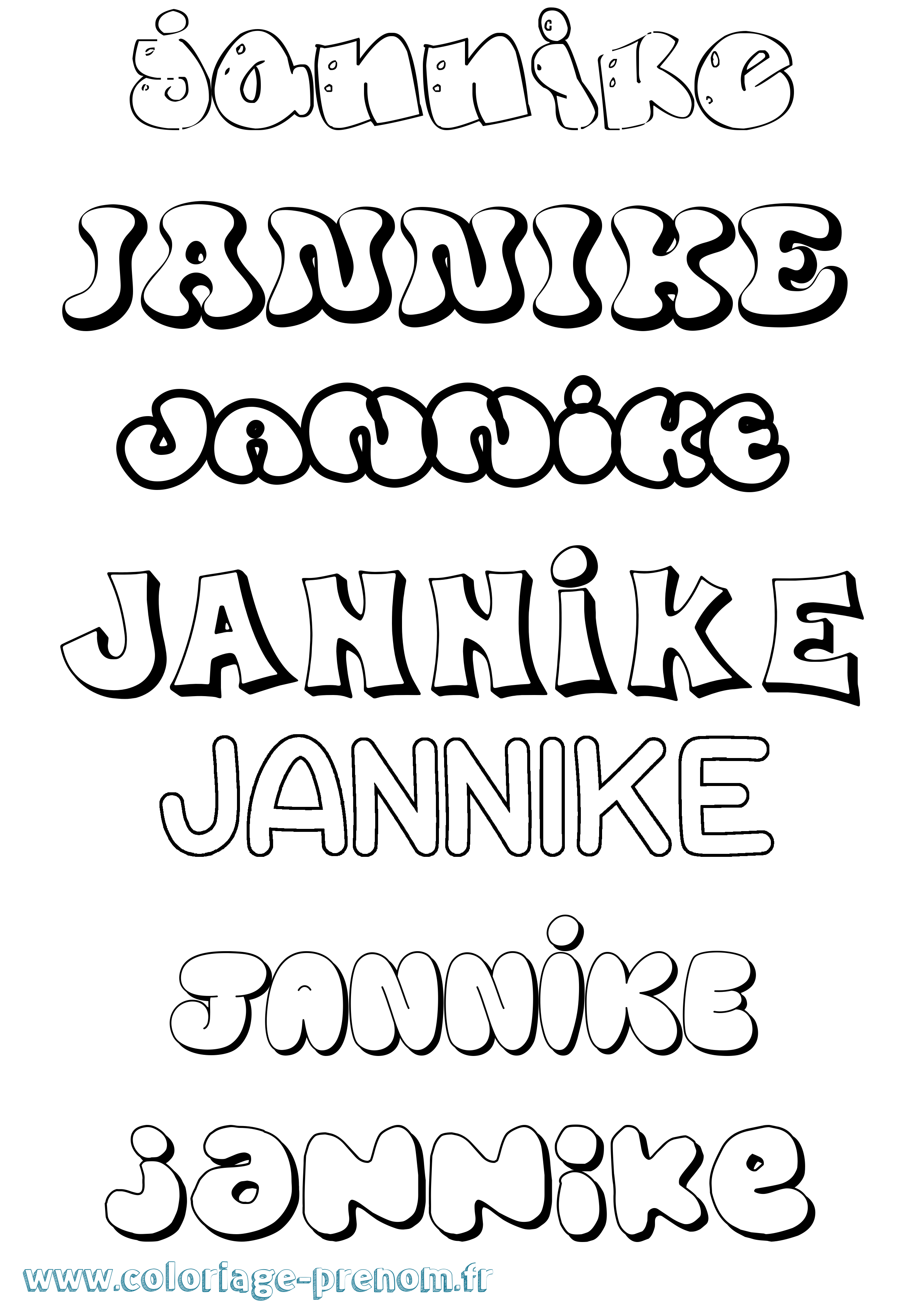 Coloriage Jannike Bubble Coloriage prénom Jannike Bubble
