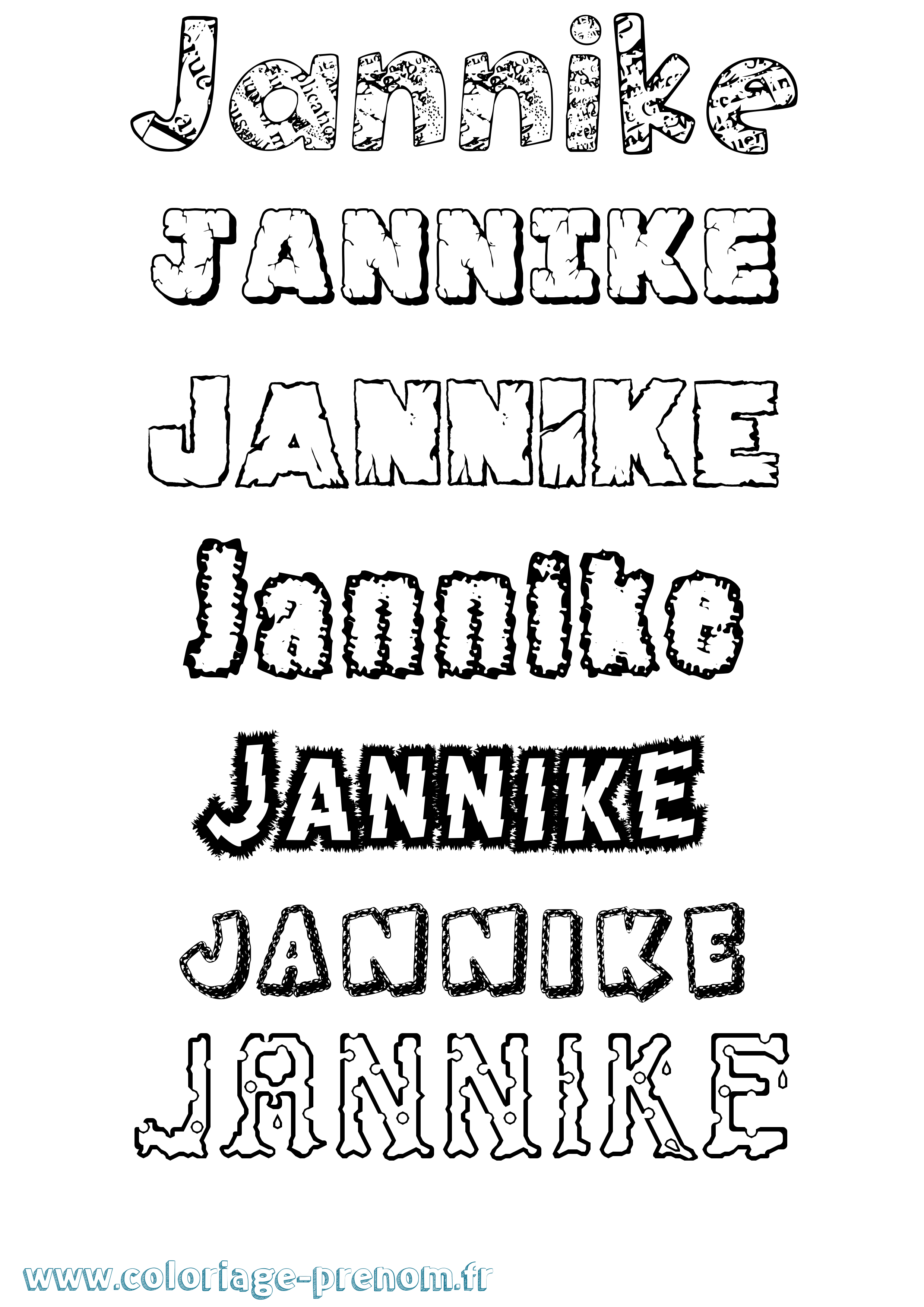 Coloriage Jannike Destructuré Coloriage prénom Jannike Destructuré