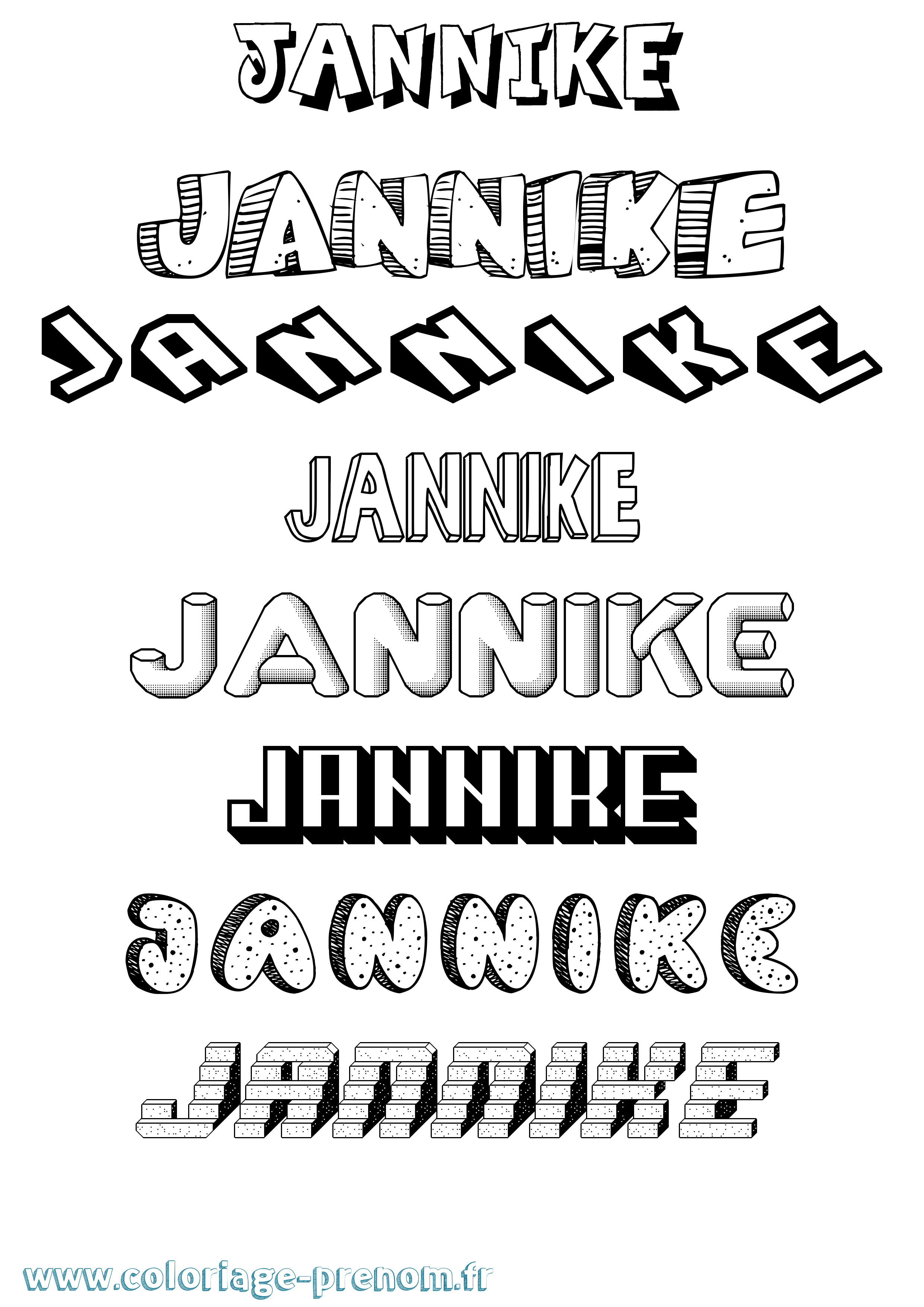 Coloriage Jannike Effet 3D Coloriage prénom Jannike Effet 3D