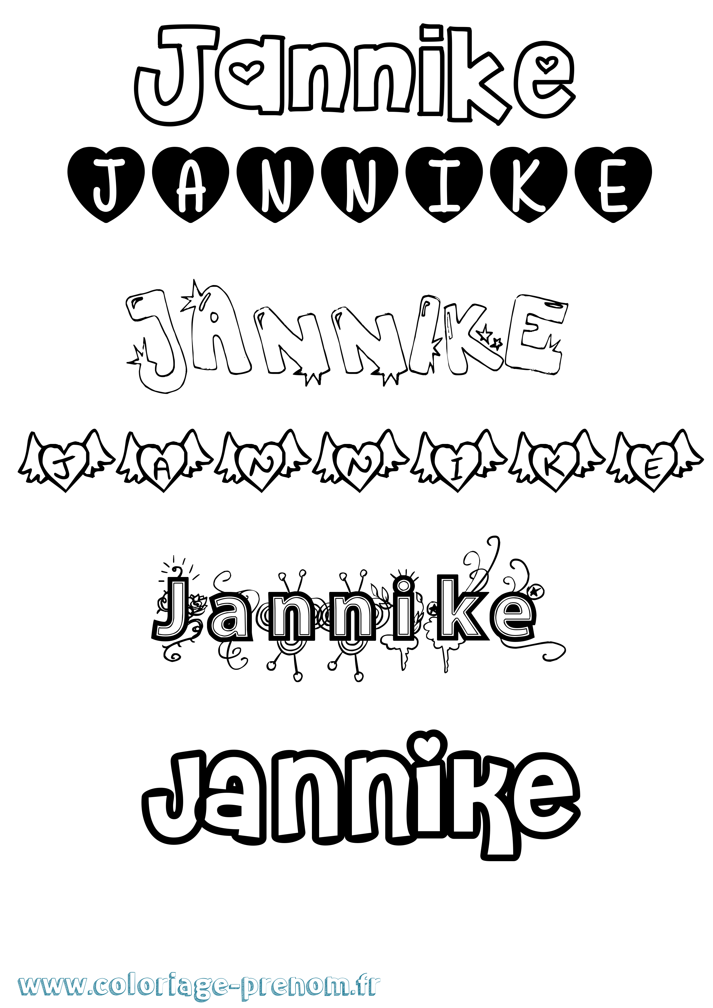 Coloriage Jannike Girly Coloriage prénom Jannike Girly