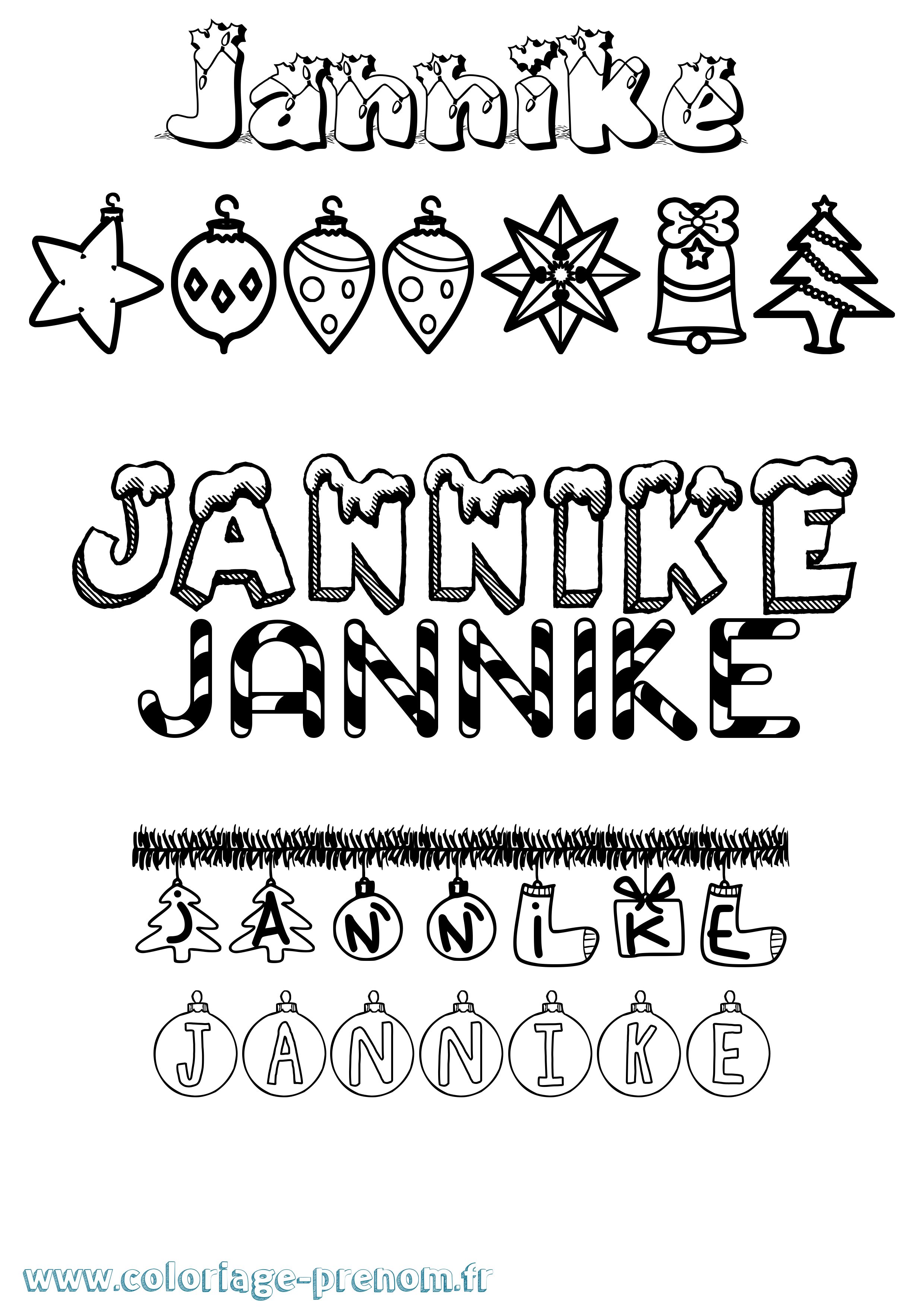 Coloriage Jannike Noël Coloriage prénom Jannike Noël