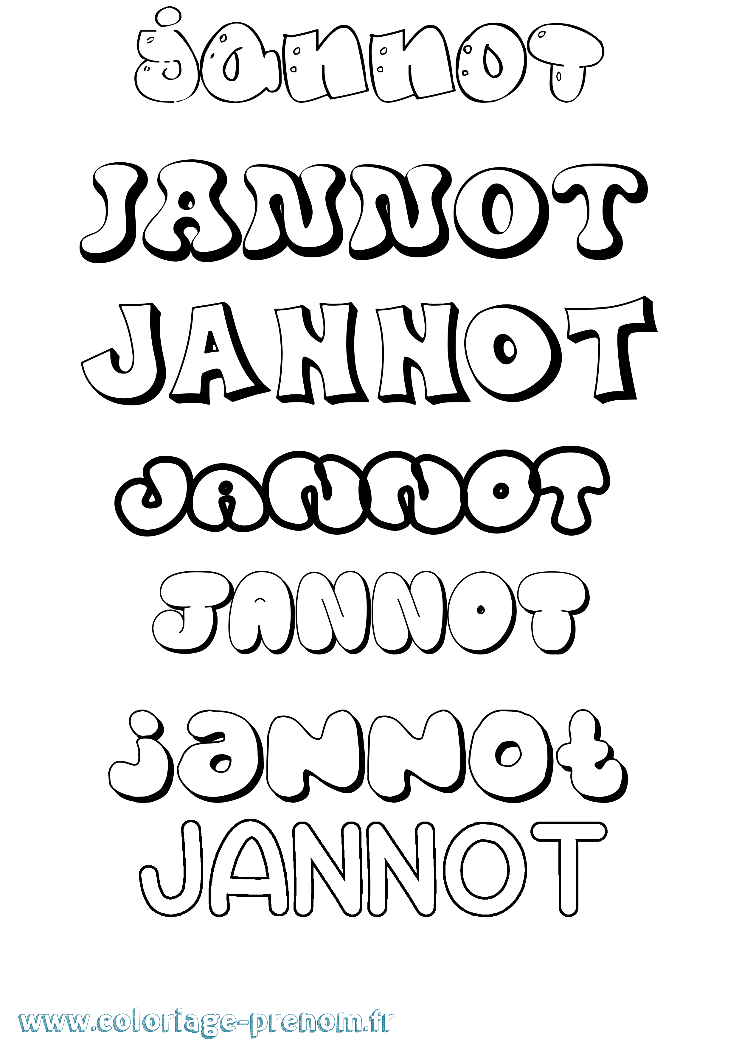 Coloriage Jannot Bubble Coloriage prénom Jannot Bubble
