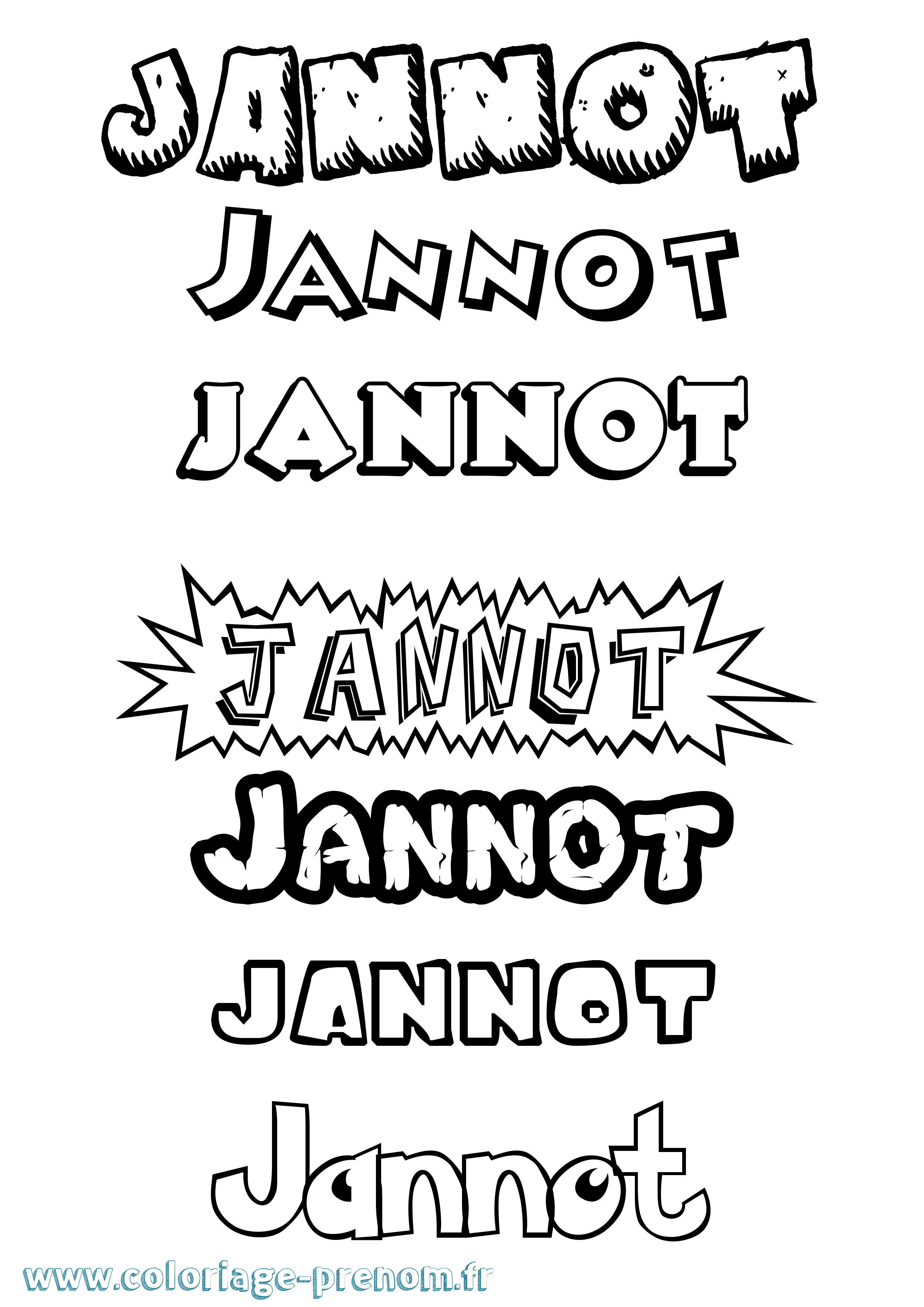 Coloriage Jannot Dessin Animé Coloriage prénom Jannot Dessin Animé