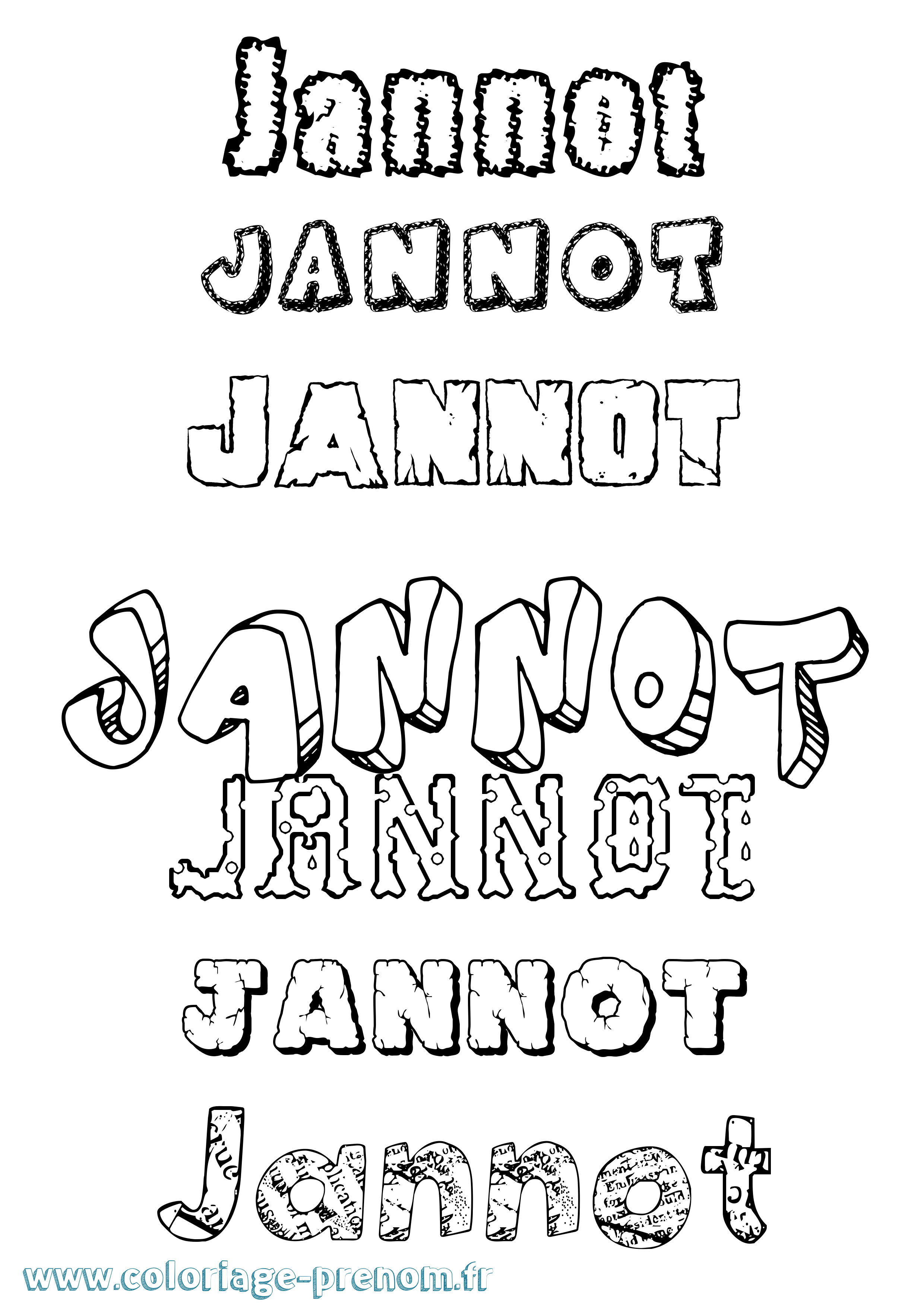 Coloriage Jannot Destructuré Coloriage prénom Jannot Destructuré
