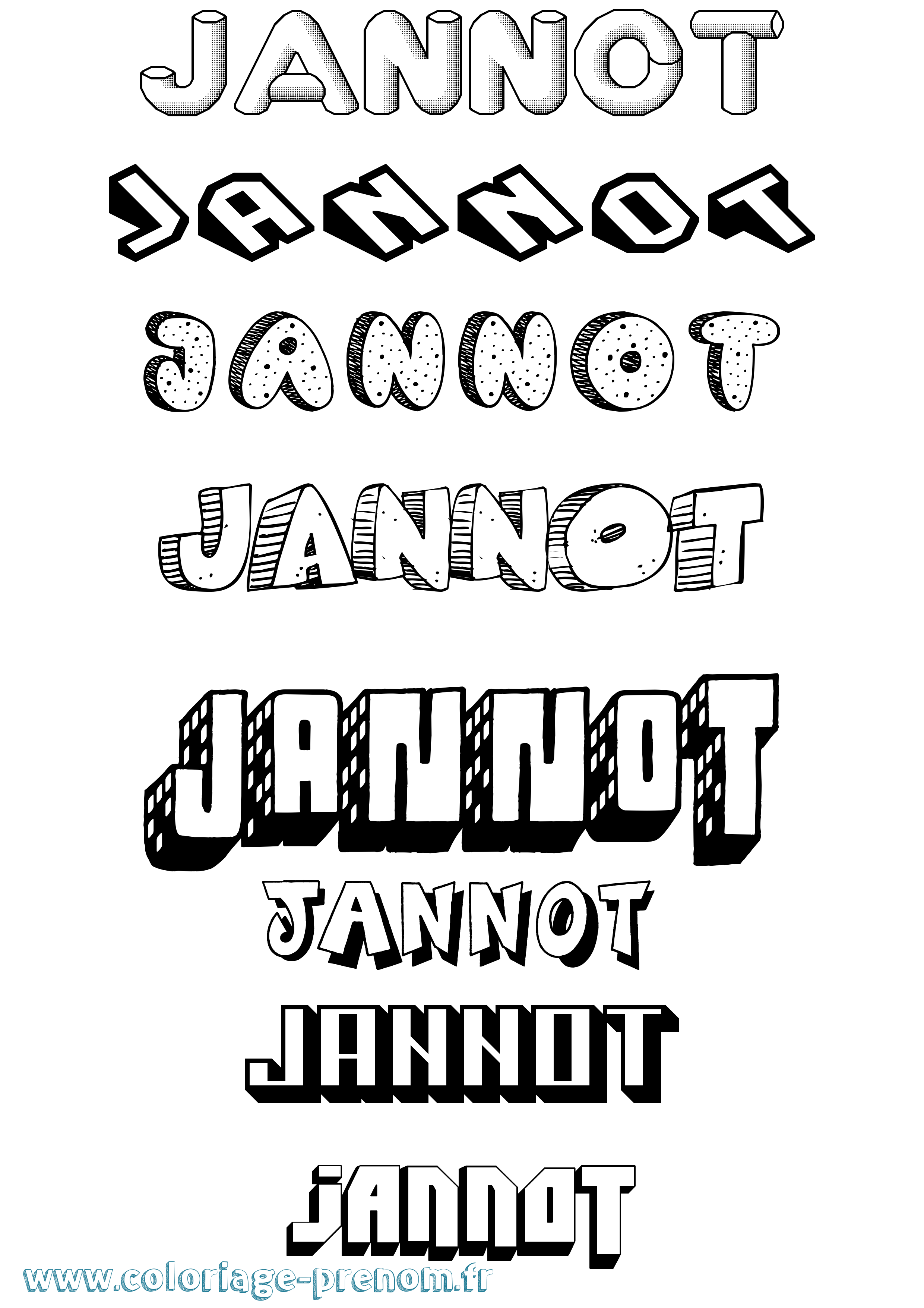 Coloriage Jannot Effet 3D Coloriage prénom Jannot Effet 3D