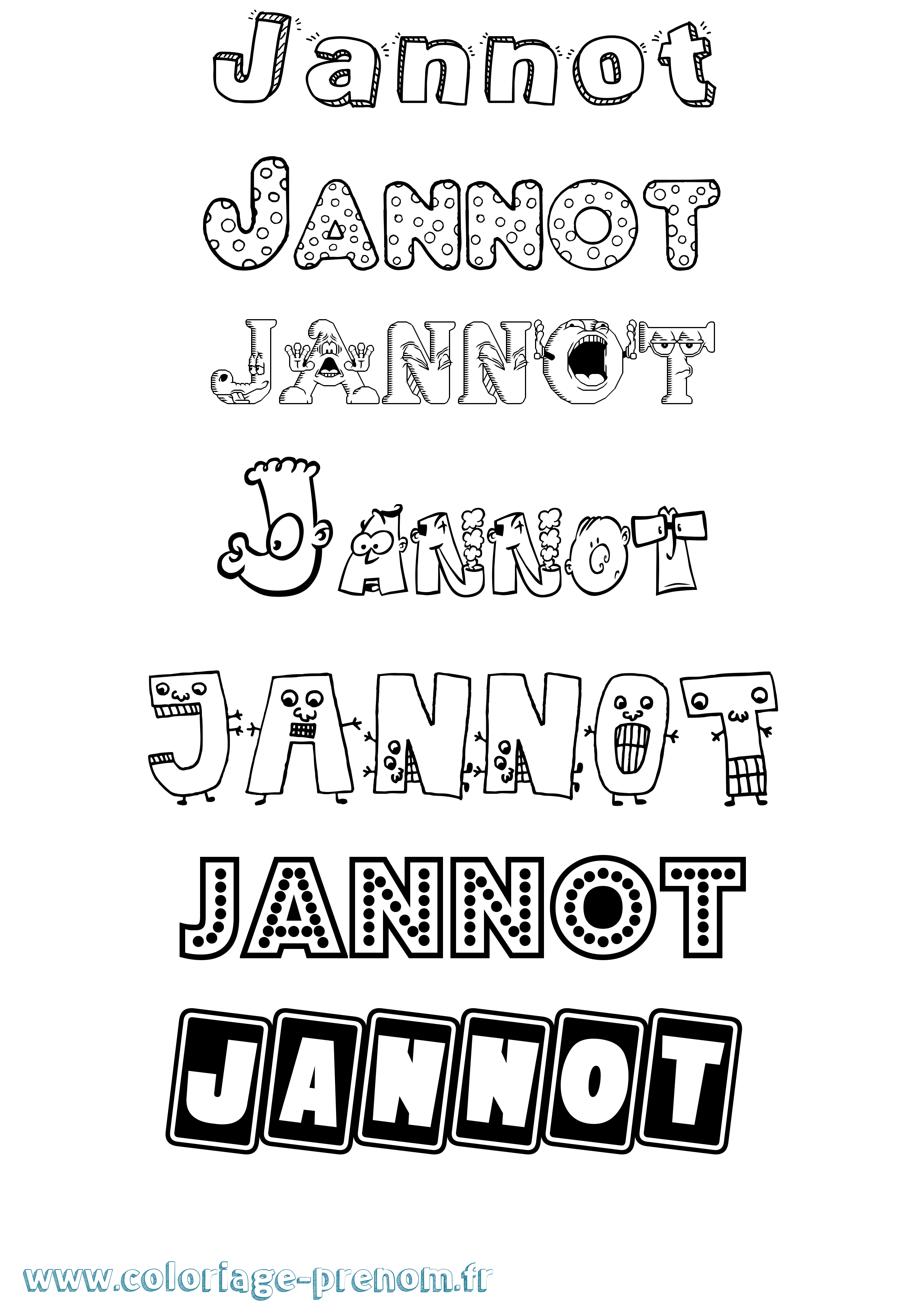 Coloriage Jannot Fun Coloriage prénom Jannot Fun