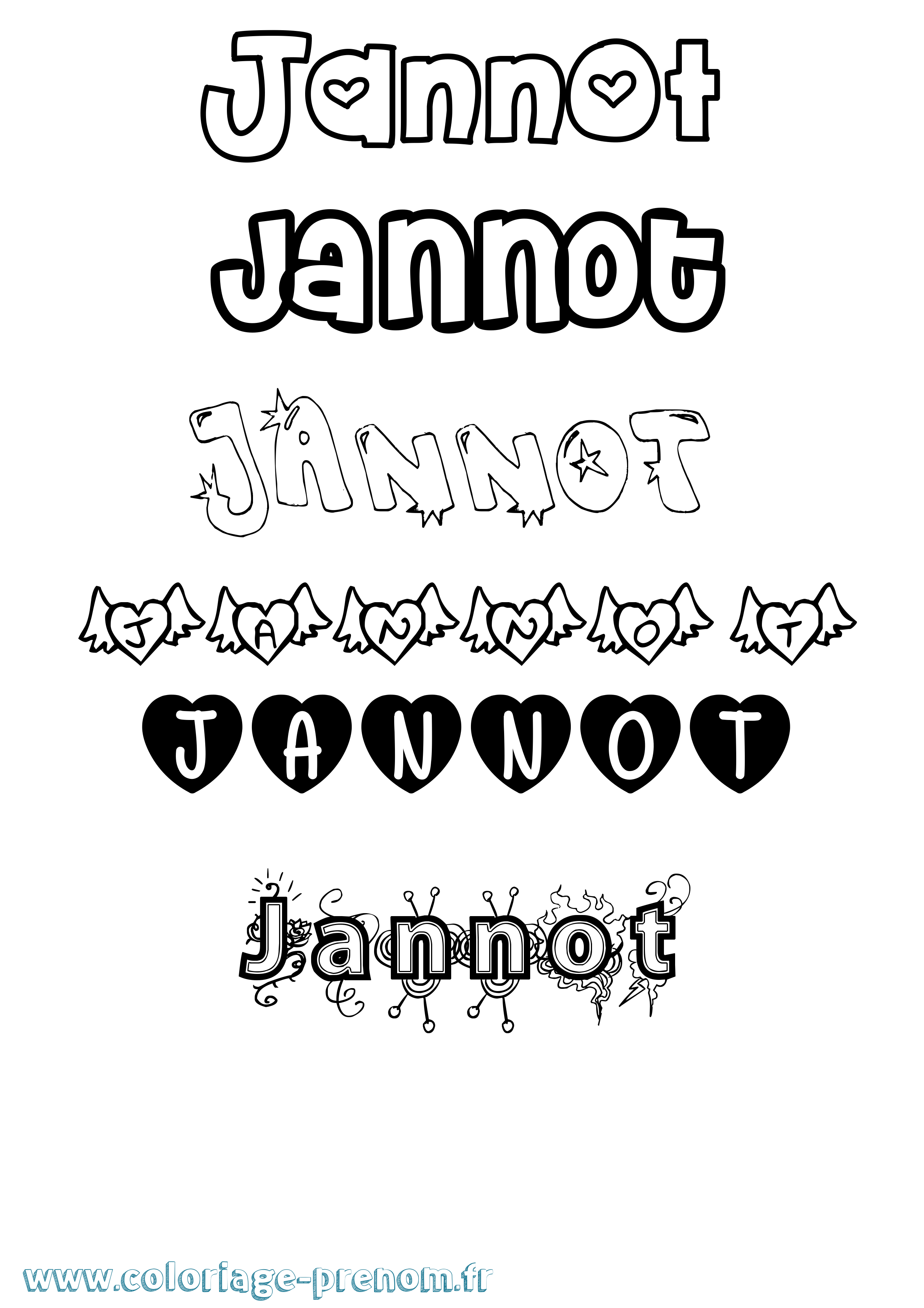 Coloriage Jannot Girly Coloriage prénom Jannot Girly