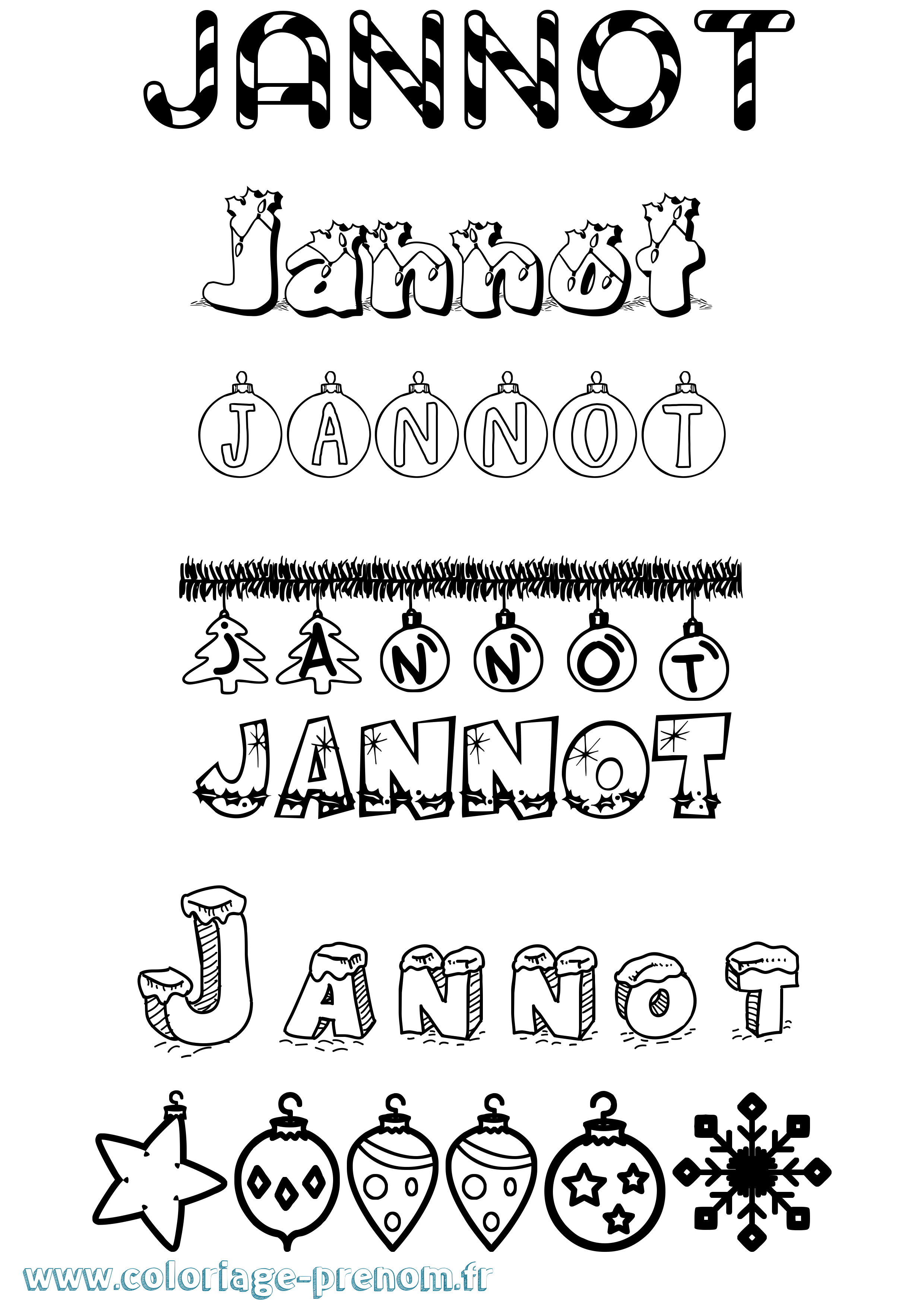 Coloriage Jannot Noël Coloriage prénom Jannot Noël