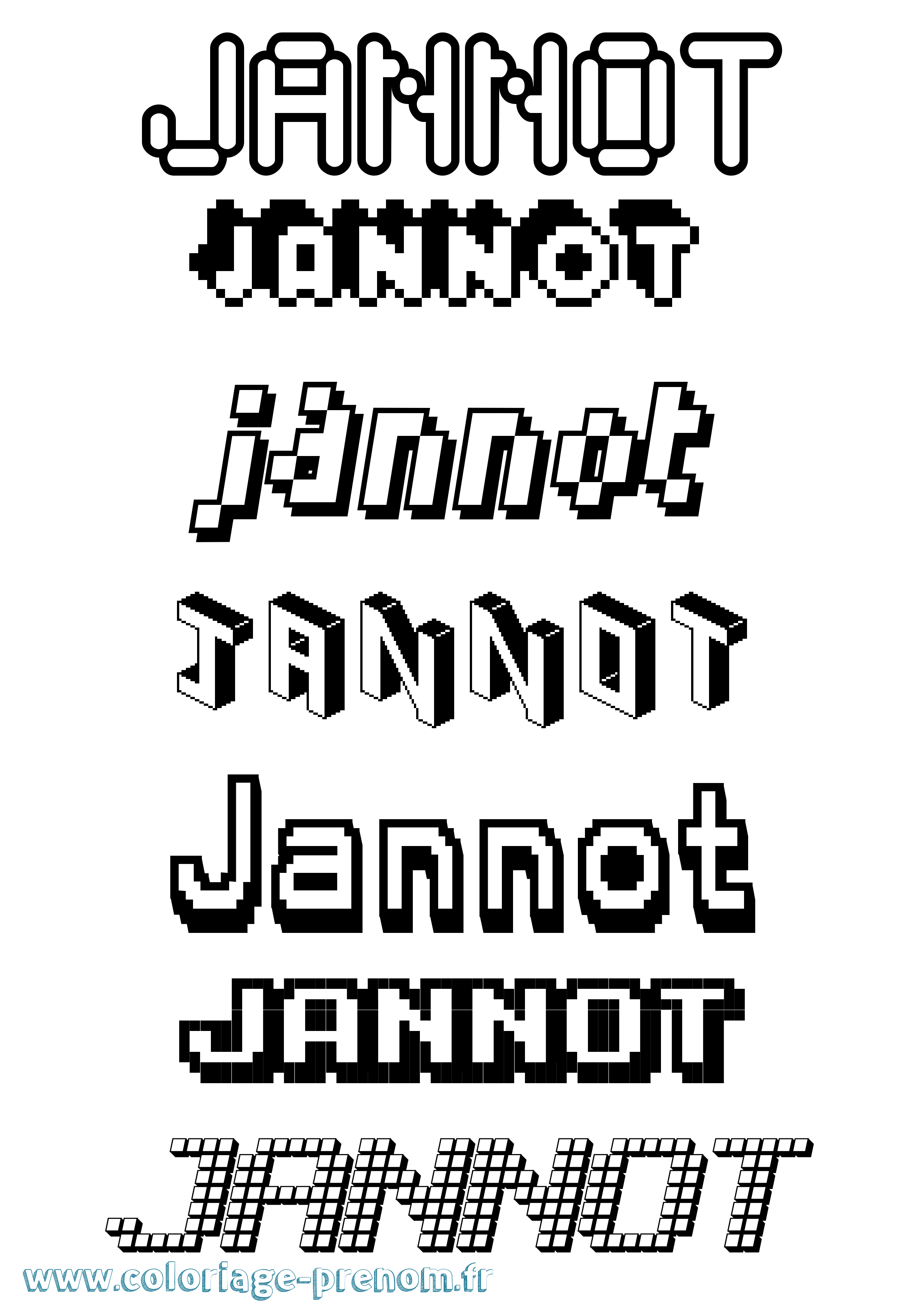 Coloriage Jannot Pixel Coloriage prénom Jannot Pixel