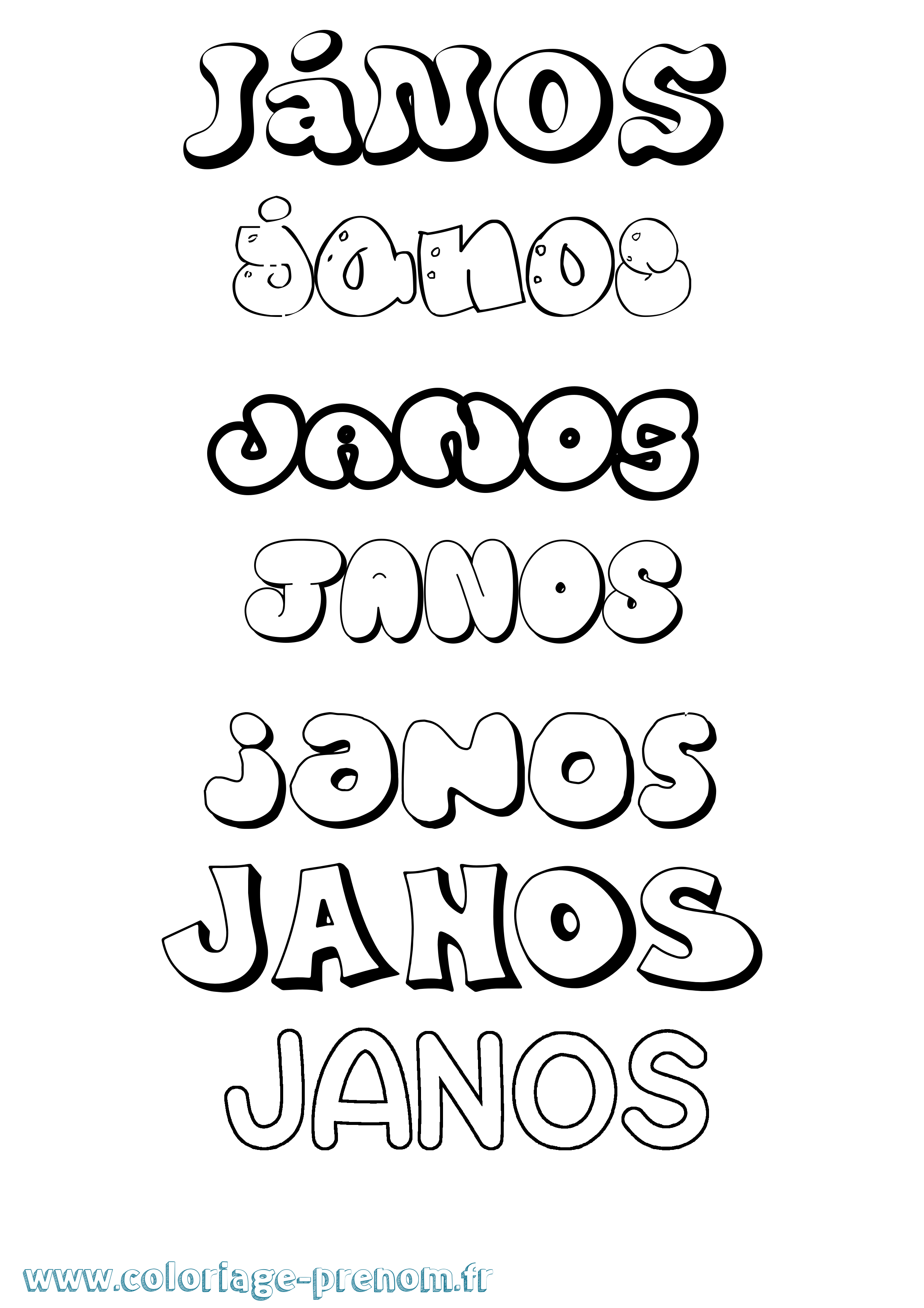 Coloriage János Bubble Coloriage prénom János Bubble