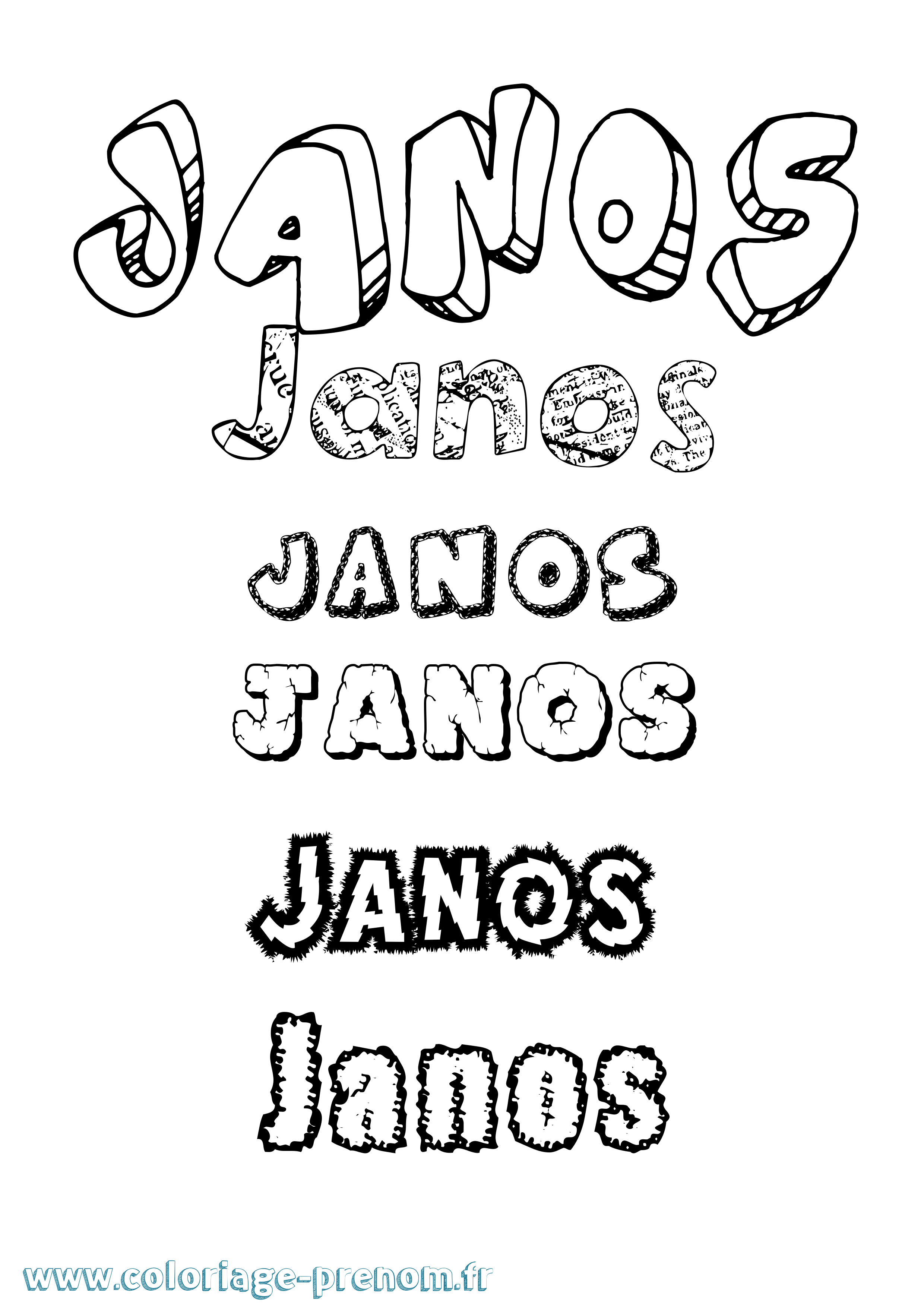 Coloriage János Destructuré Coloriage prénom János Destructuré