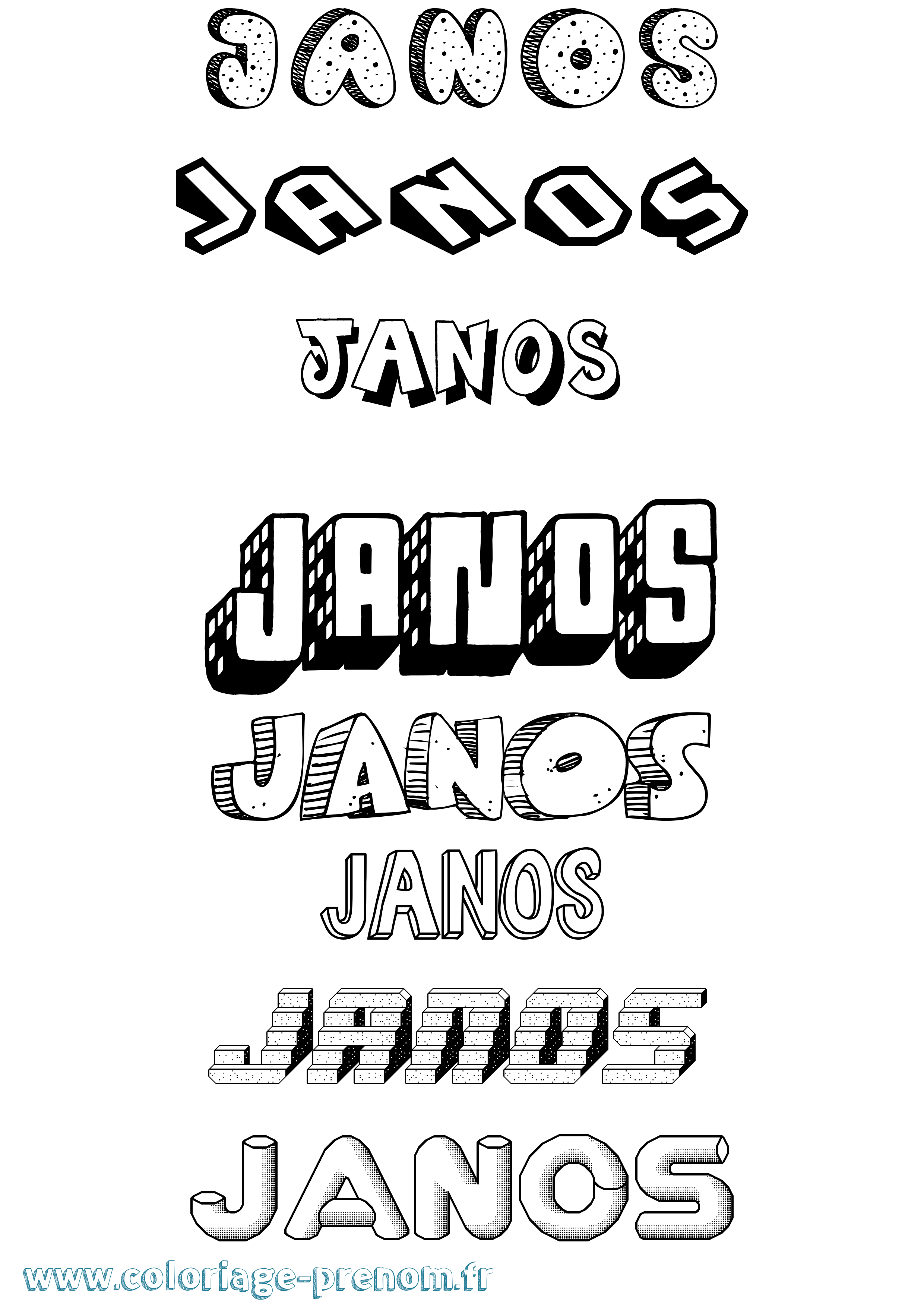 Coloriage János Effet 3D Coloriage prénom János Effet 3D
