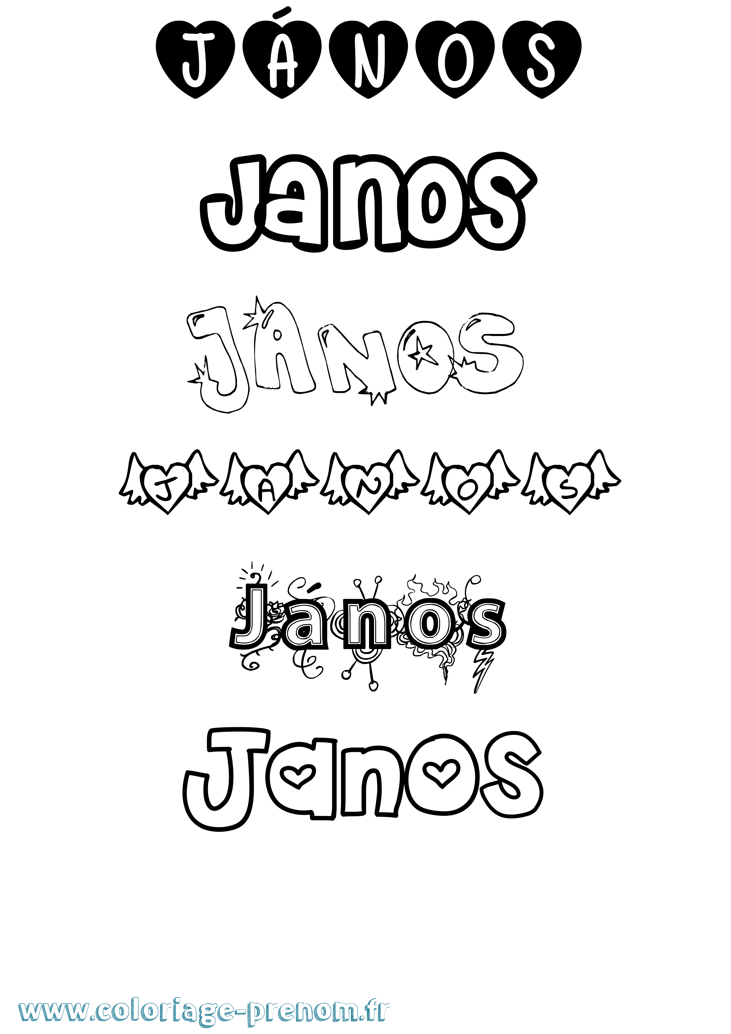 Coloriage János Girly Coloriage prénom János Girly