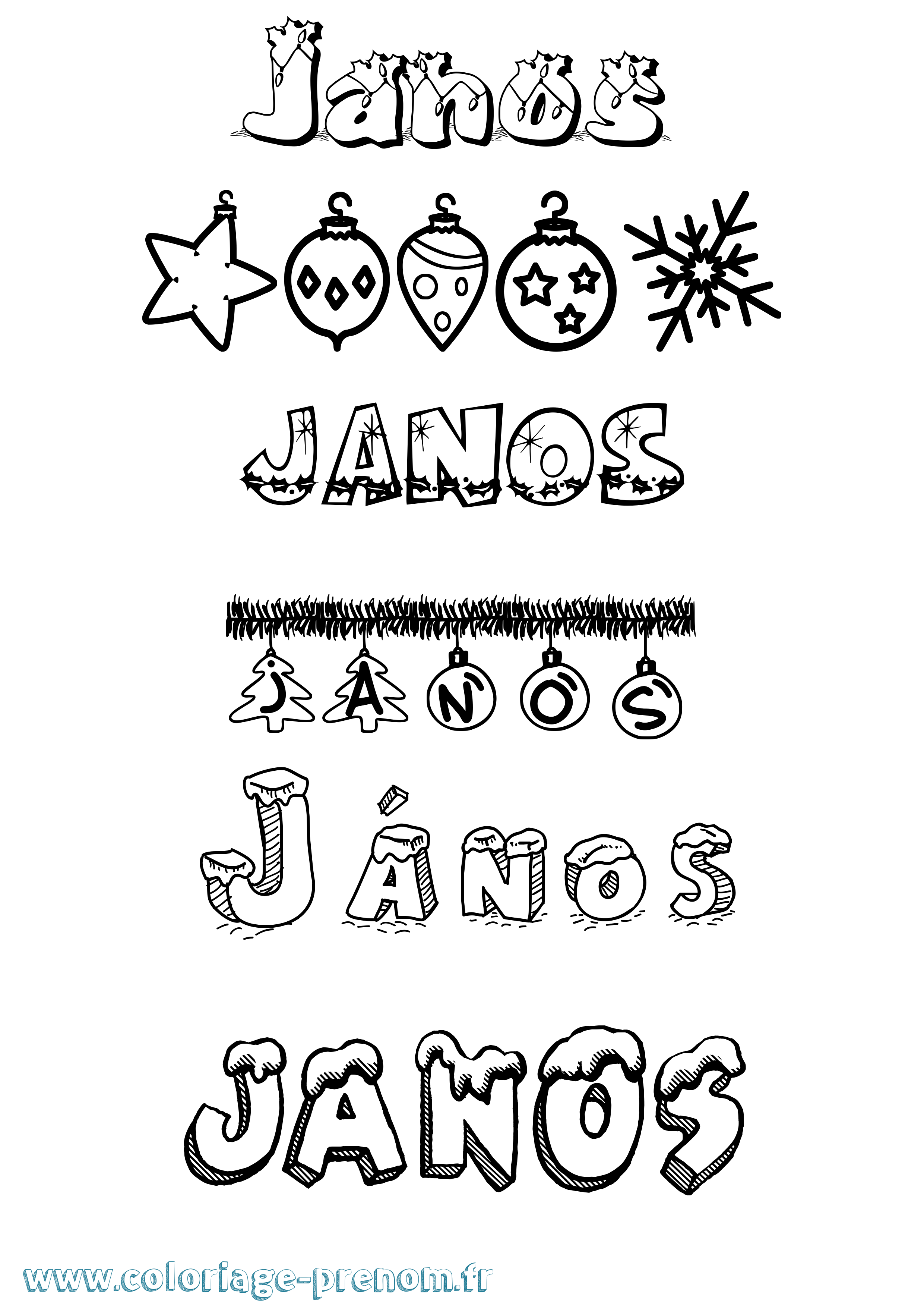 Coloriage János Noël Coloriage prénom János Noël