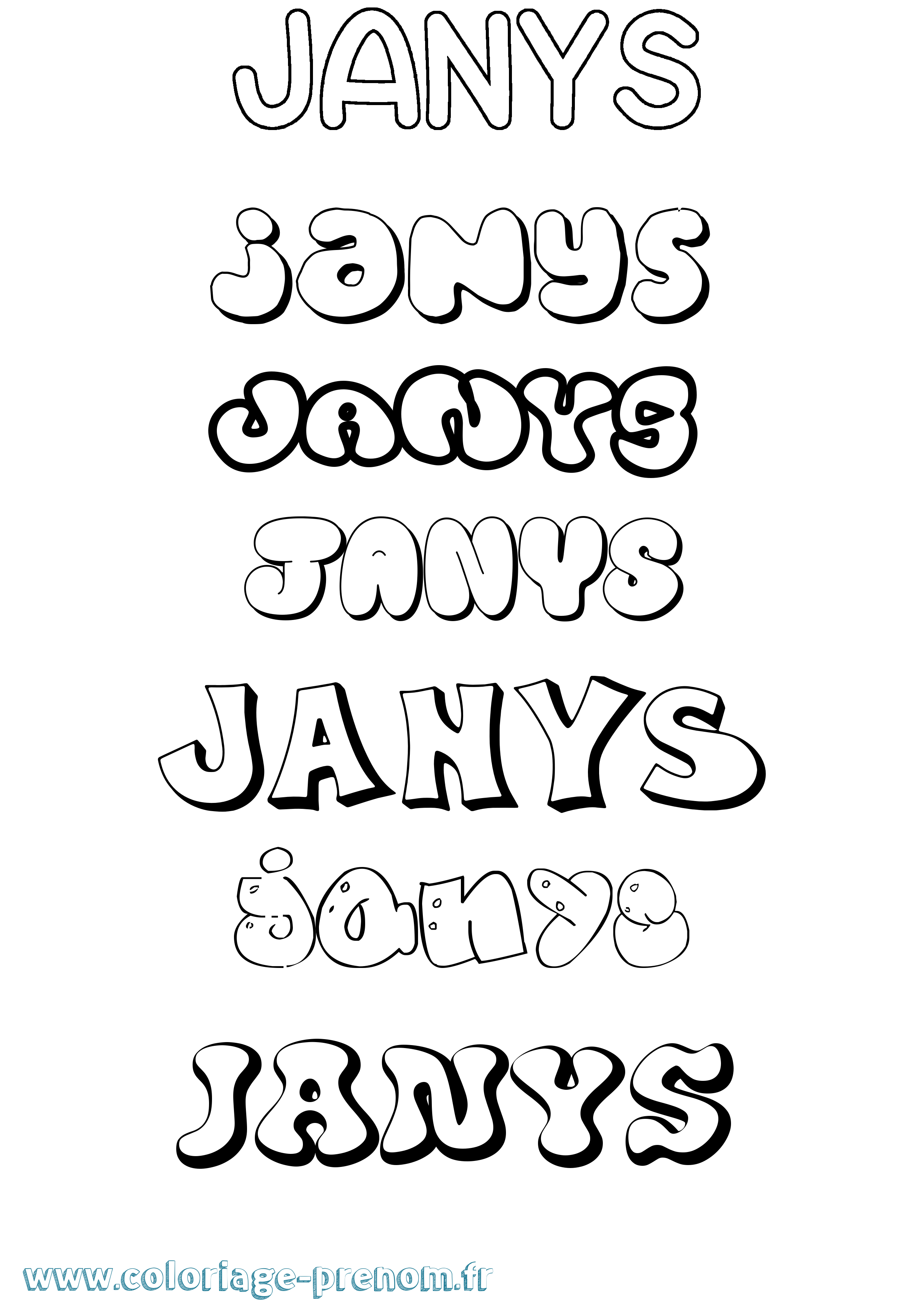 Coloriage Janys Bubble Coloriage prénom Janys Bubble