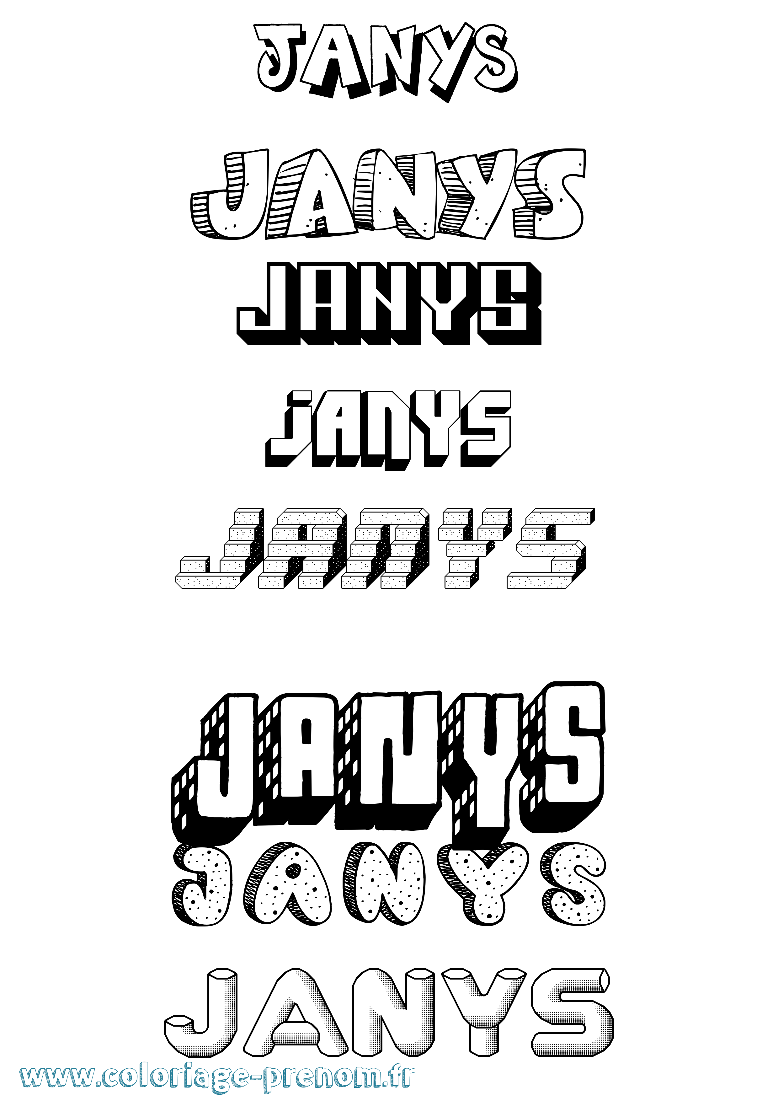 Coloriage Janys Effet 3D Coloriage prénom Janys Effet 3D