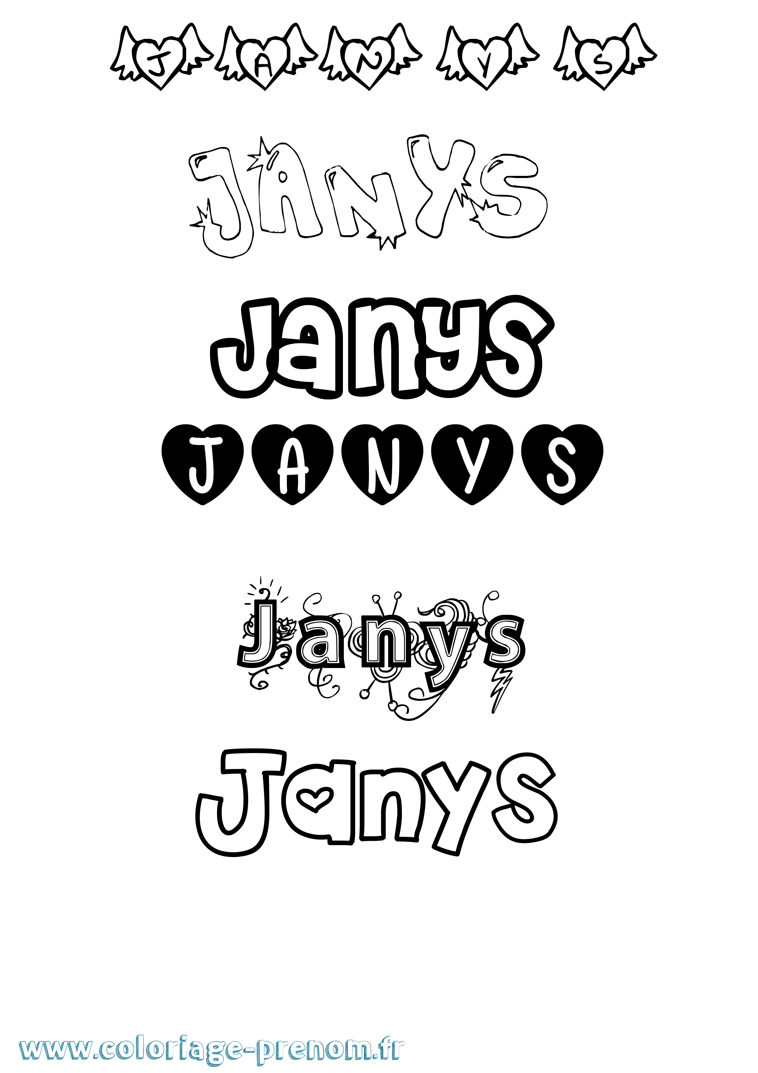 Coloriage Janys Girly Coloriage prénom Janys Girly