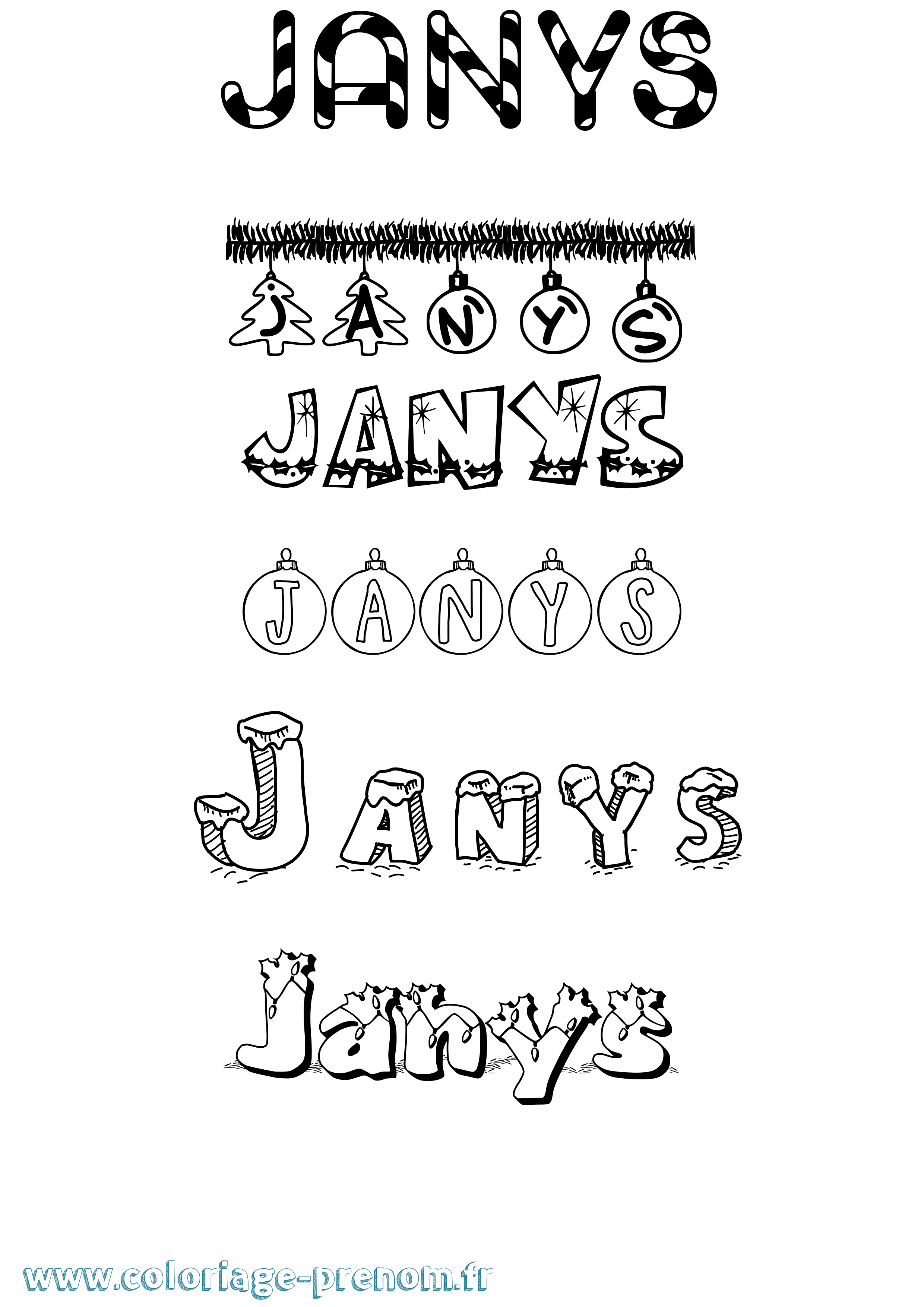 Coloriage Janys Noël Coloriage prénom Janys Noël