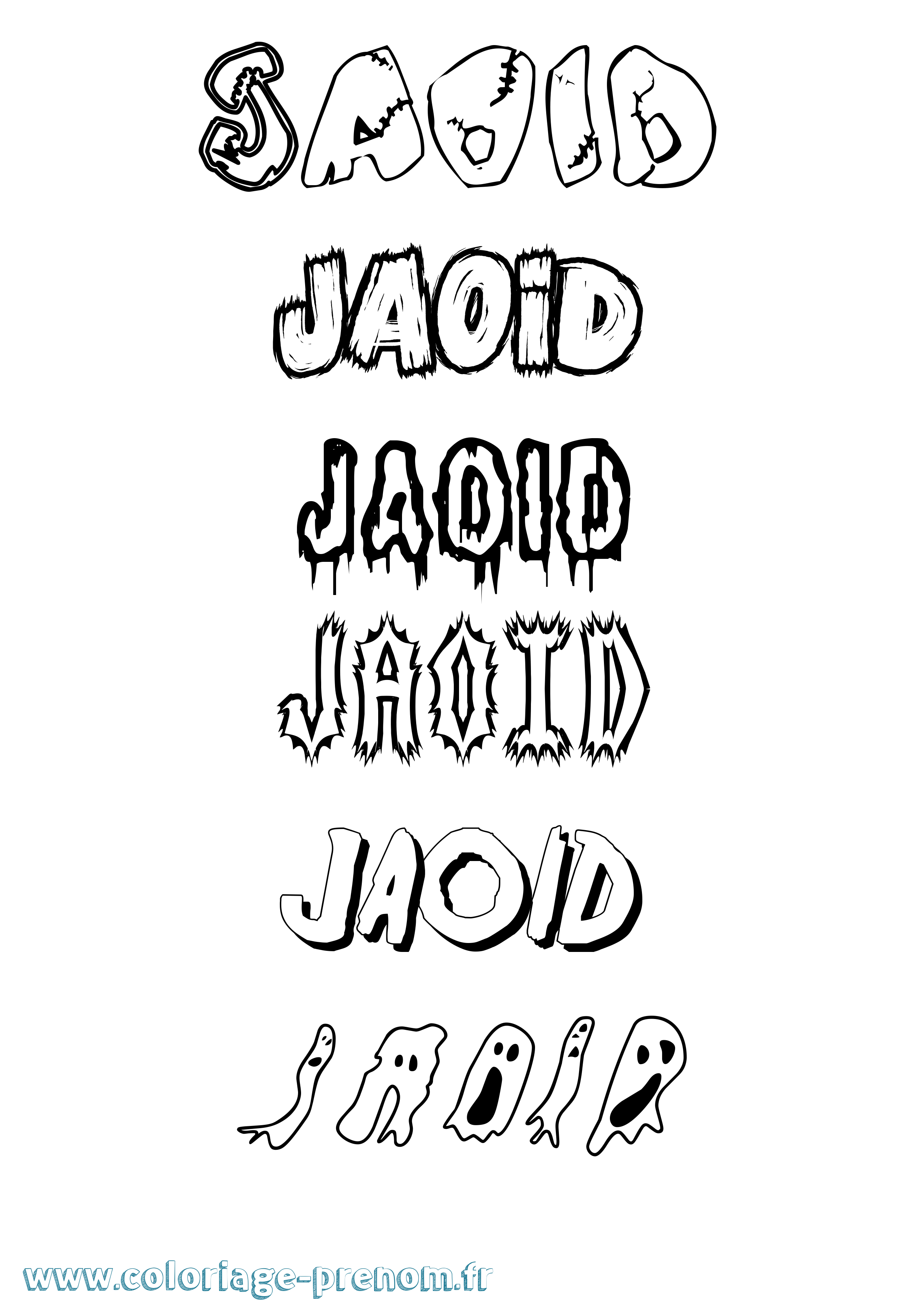 Coloriage Jaoid Frisson Coloriage prénom Jaoid Frisson