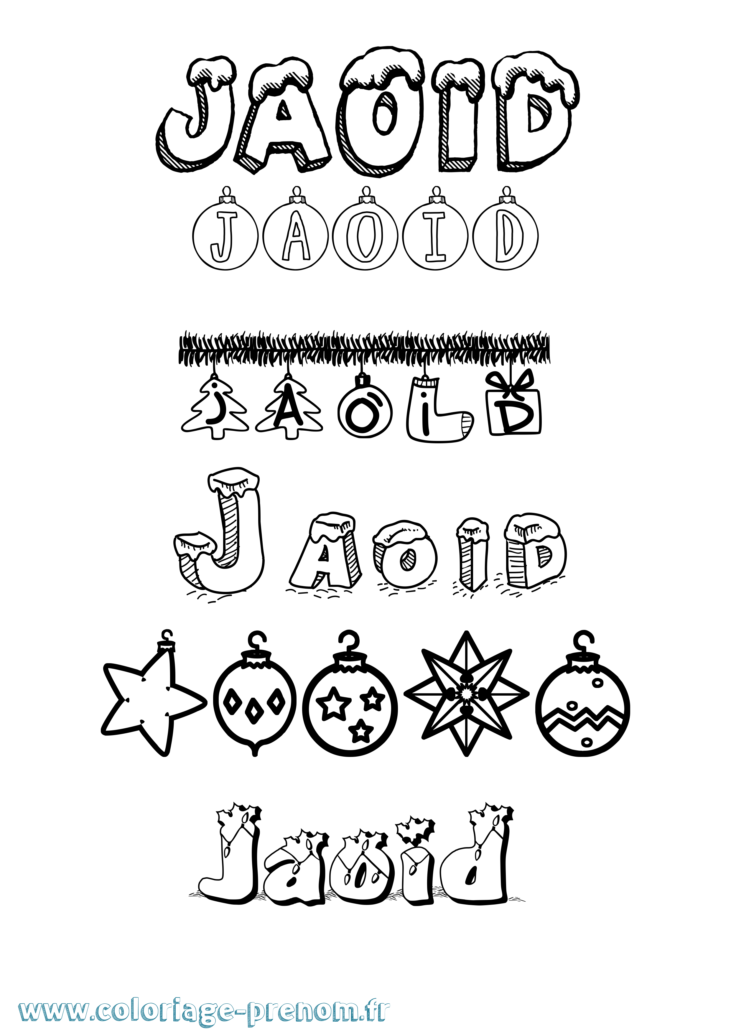 Coloriage Jaoid Noël Coloriage prénom Jaoid Noël