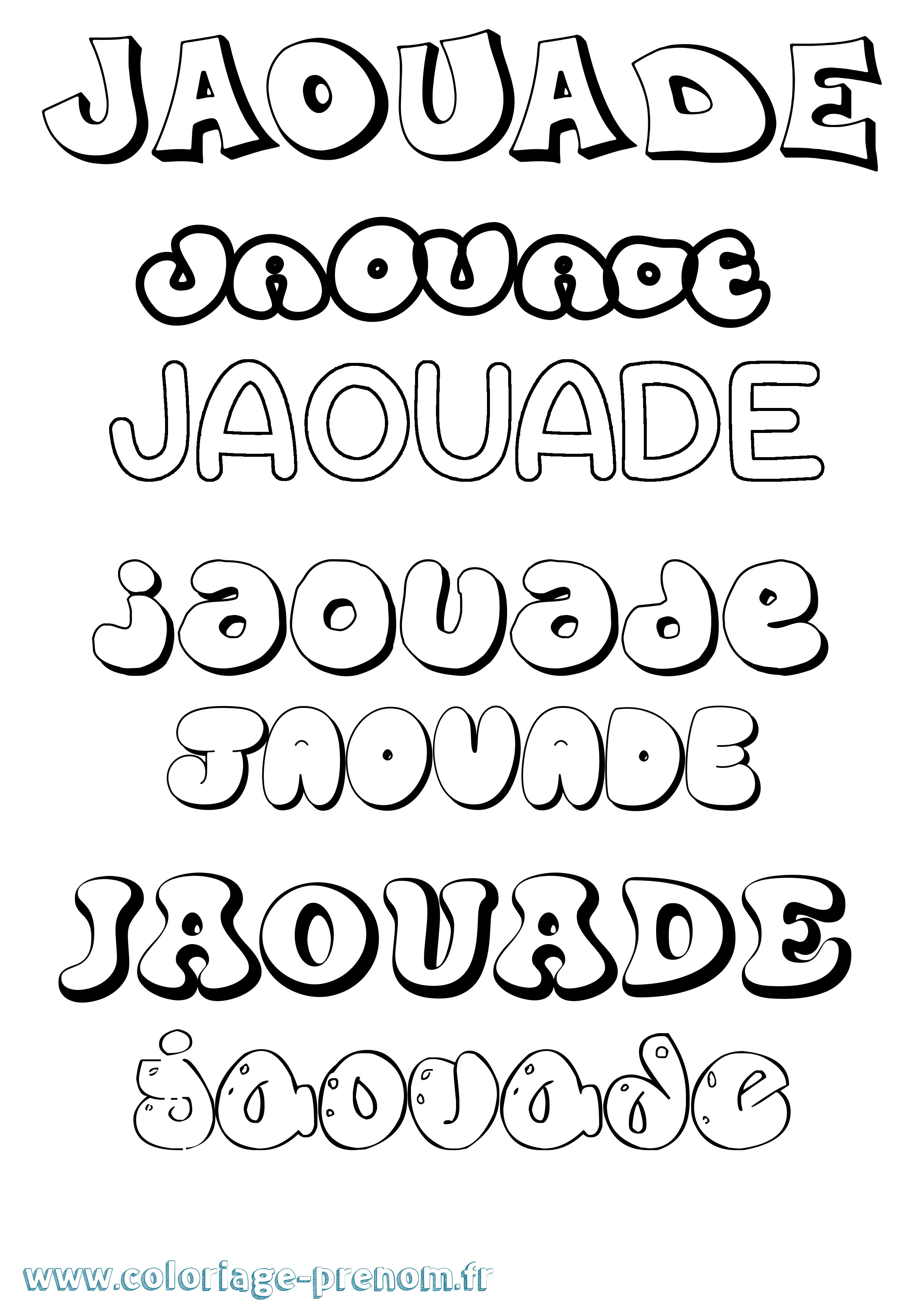 Coloriage Jaouade Bubble Coloriage prénom Jaouade Bubble