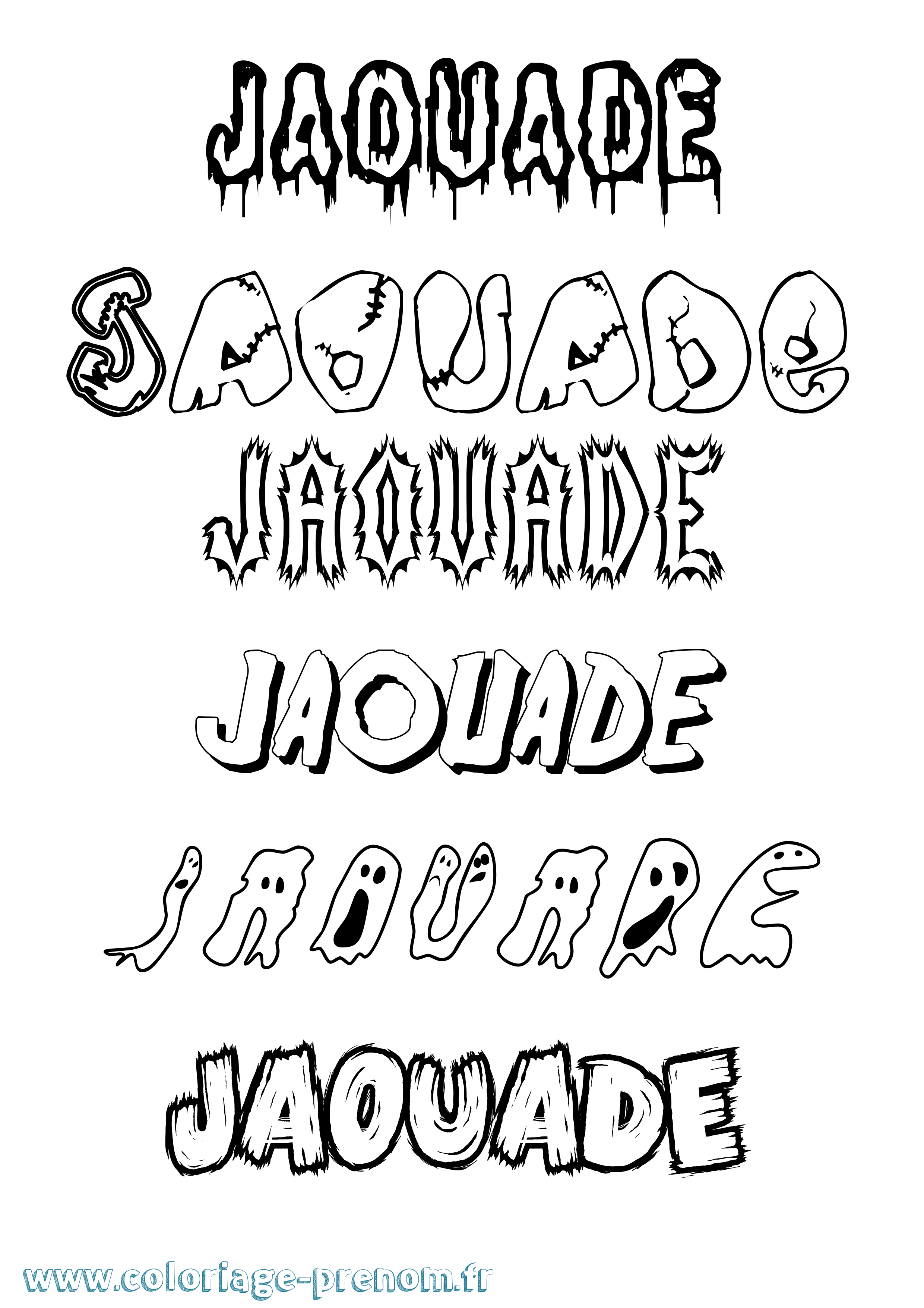 Coloriage Jaouade Frisson Coloriage prénom Jaouade Frisson