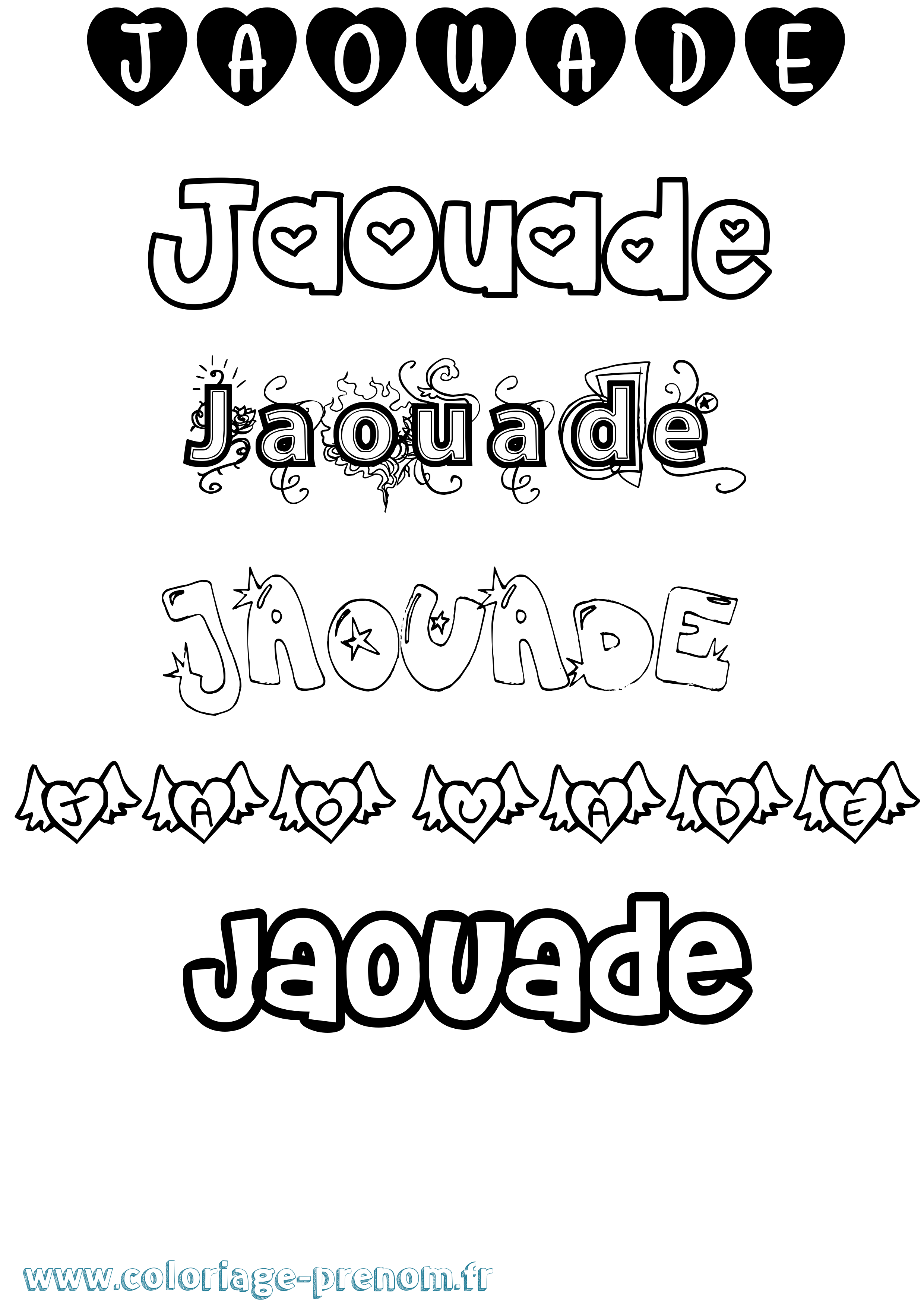 Coloriage Jaouade Girly Coloriage prénom Jaouade Girly