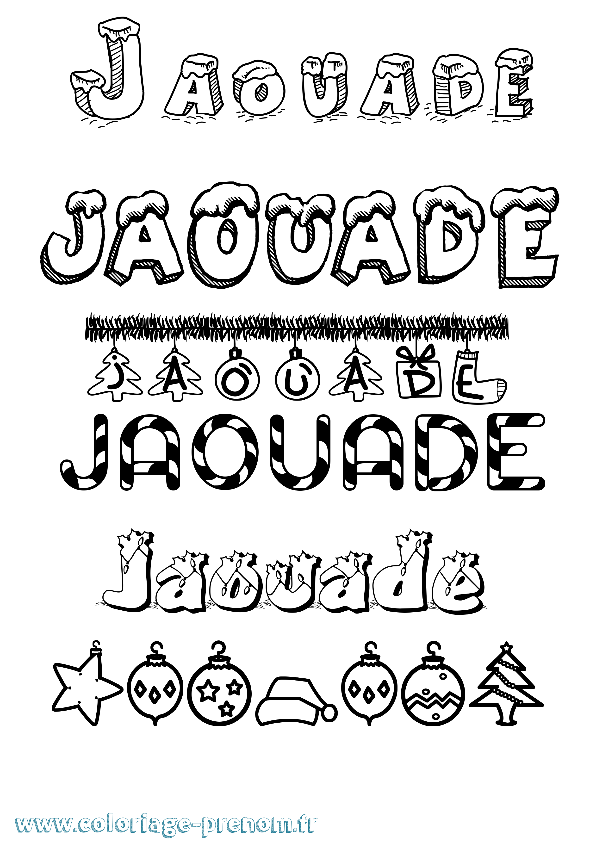 Coloriage Jaouade Noël Coloriage prénom Jaouade Noël