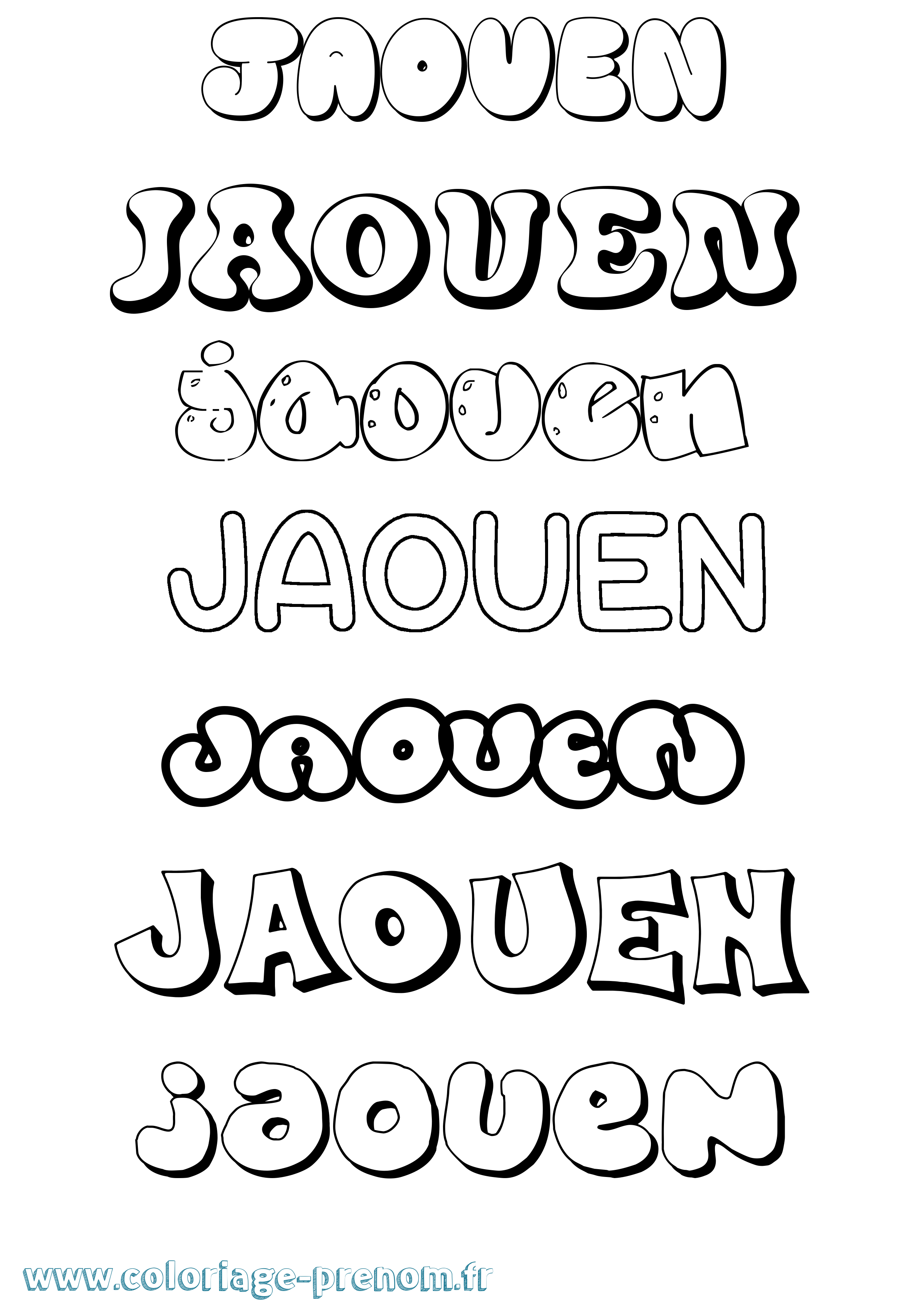 Coloriage Jaouen Bubble Coloriage prénom Jaouen Bubble