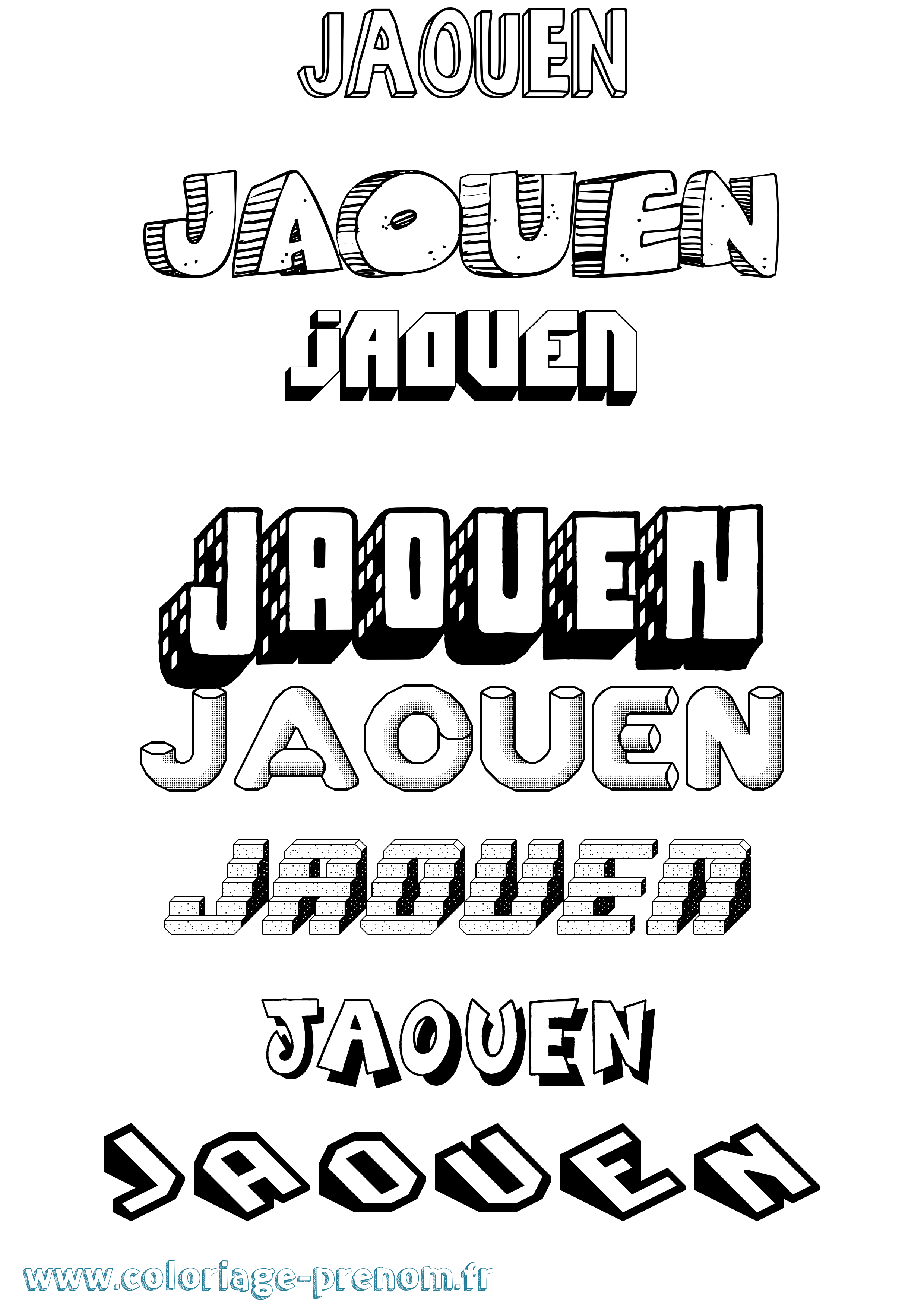 Coloriage Jaouen Effet 3D Coloriage prénom Jaouen Effet 3D