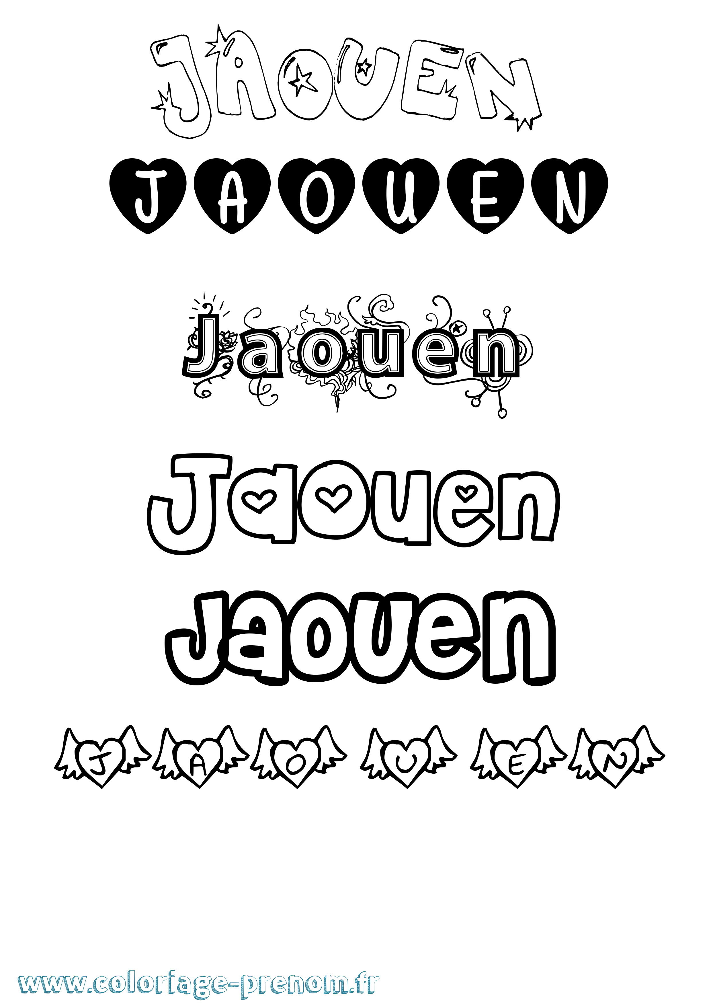 Coloriage Jaouen Girly Coloriage prénom Jaouen Girly