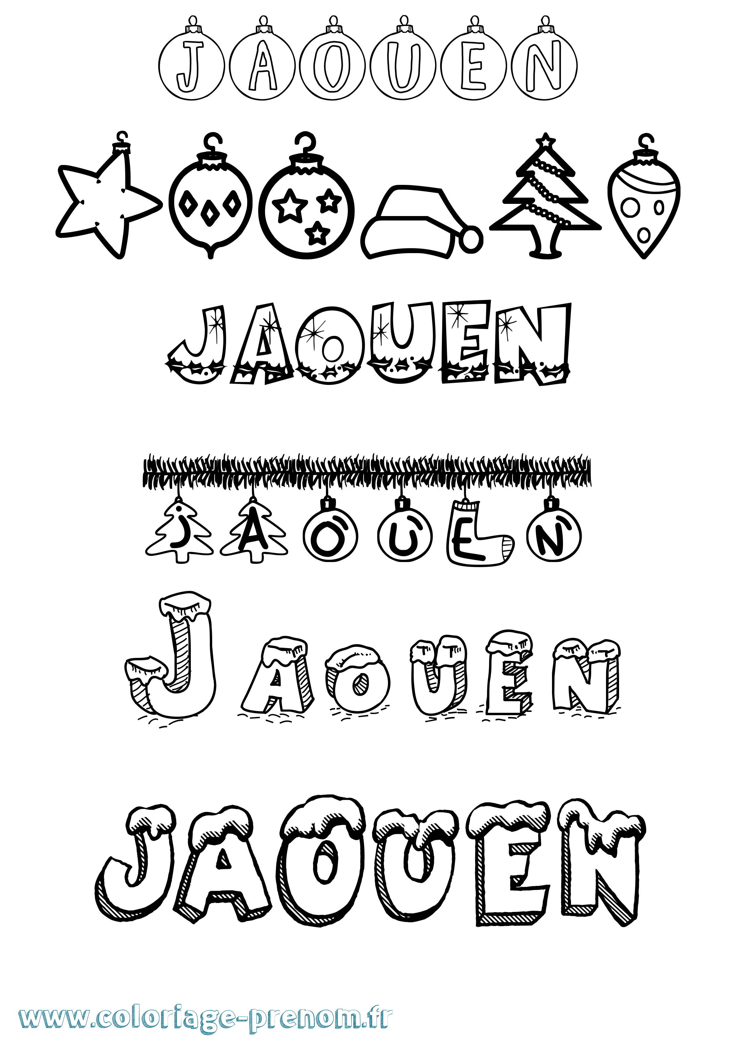 Coloriage Jaouen Noël Coloriage prénom Jaouen Noël