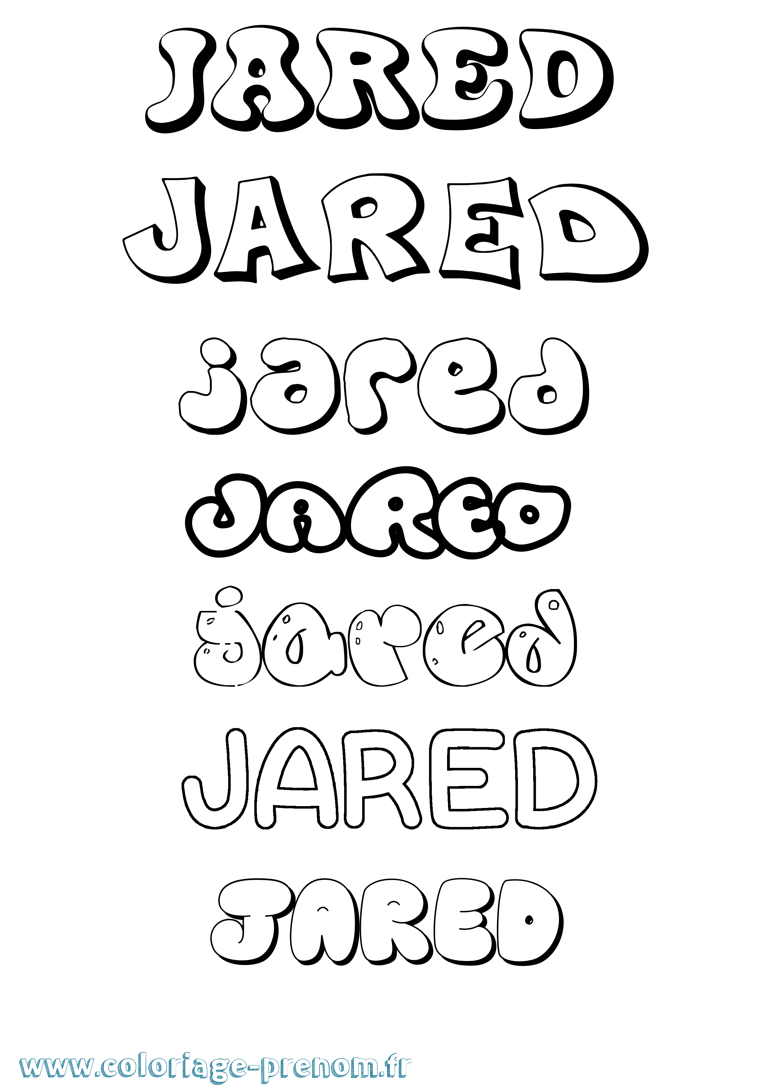 Coloriage Jared Bubble Coloriage prénom Jared Bubble