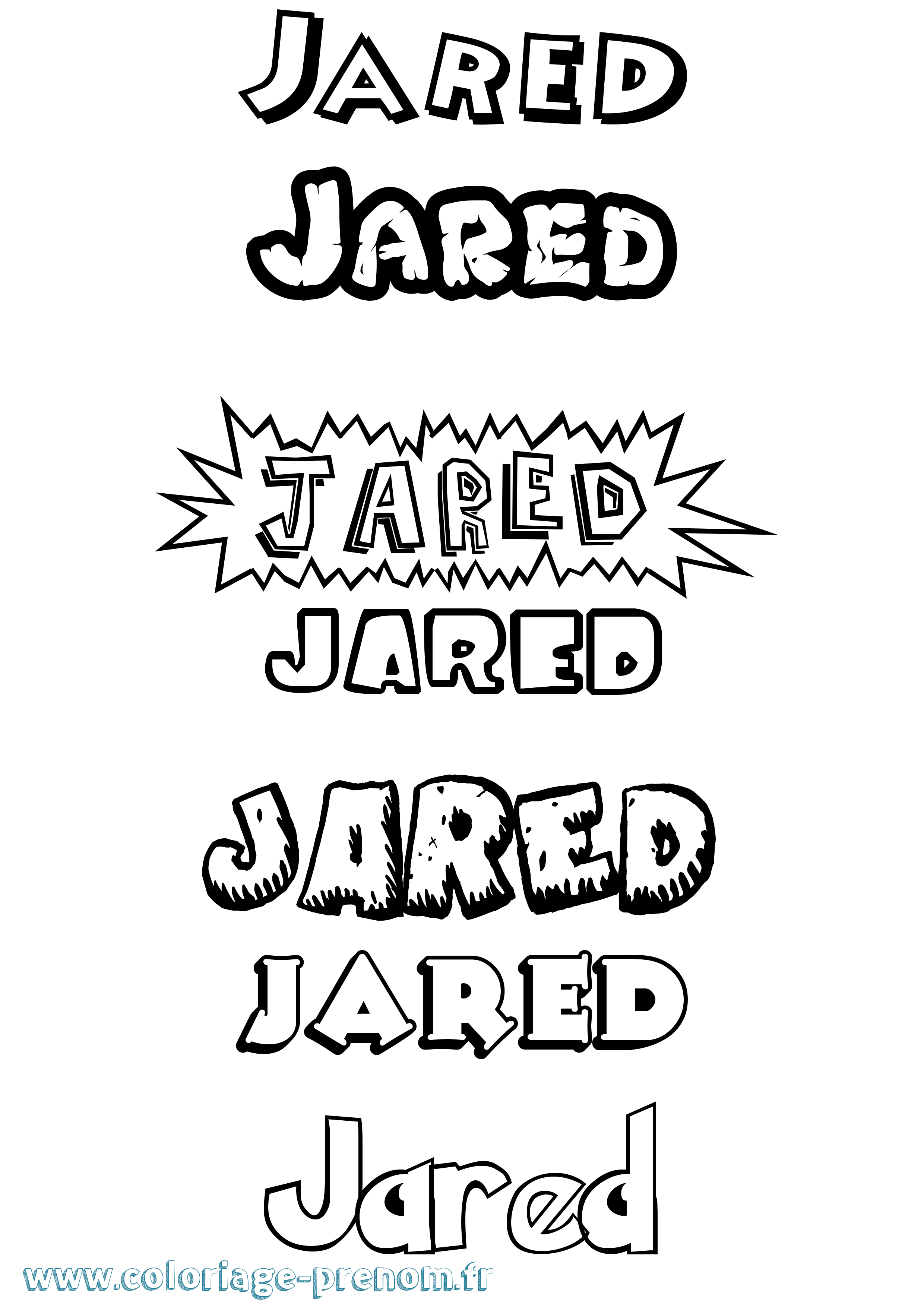 Coloriage Jared Dessin Animé Coloriage prénom Jared Dessin Animé
