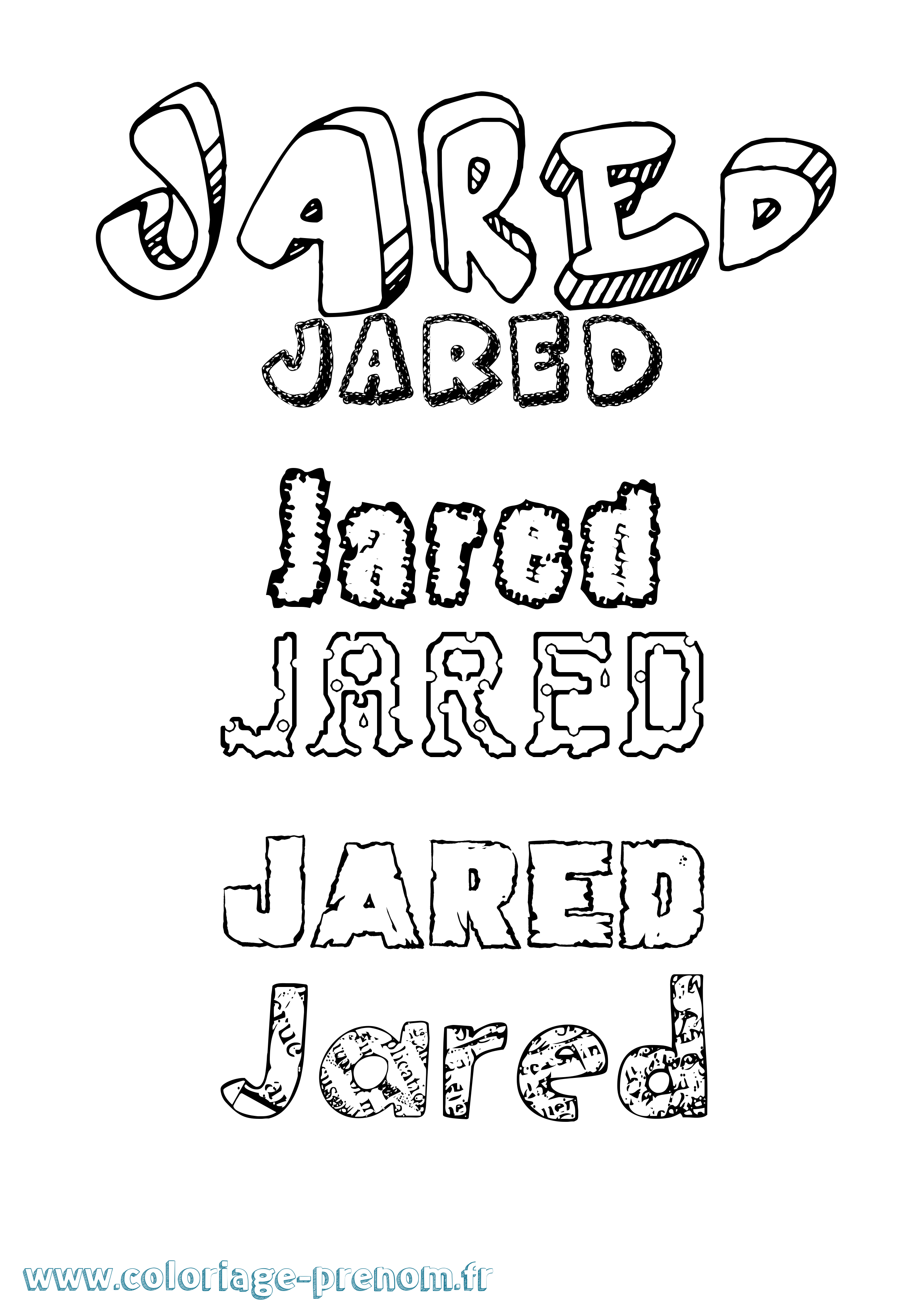 Coloriage Jared Destructuré Coloriage prénom Jared Destructuré