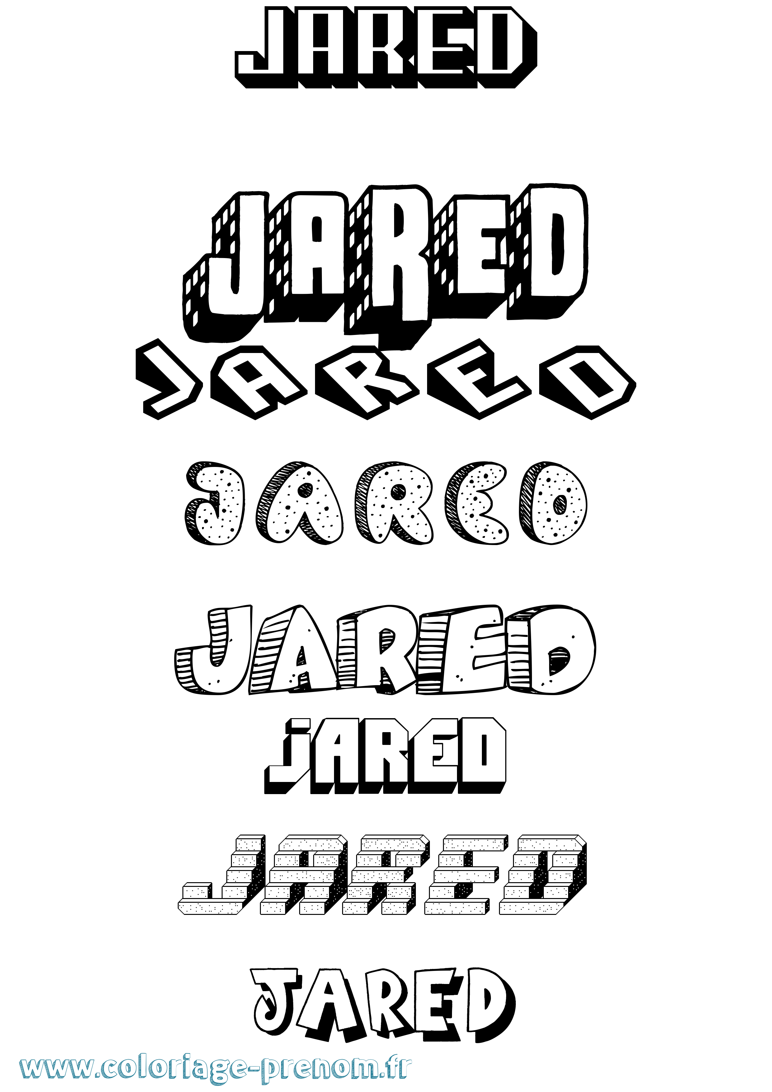 Coloriage Jared Effet 3D Coloriage prénom Jared Effet 3D