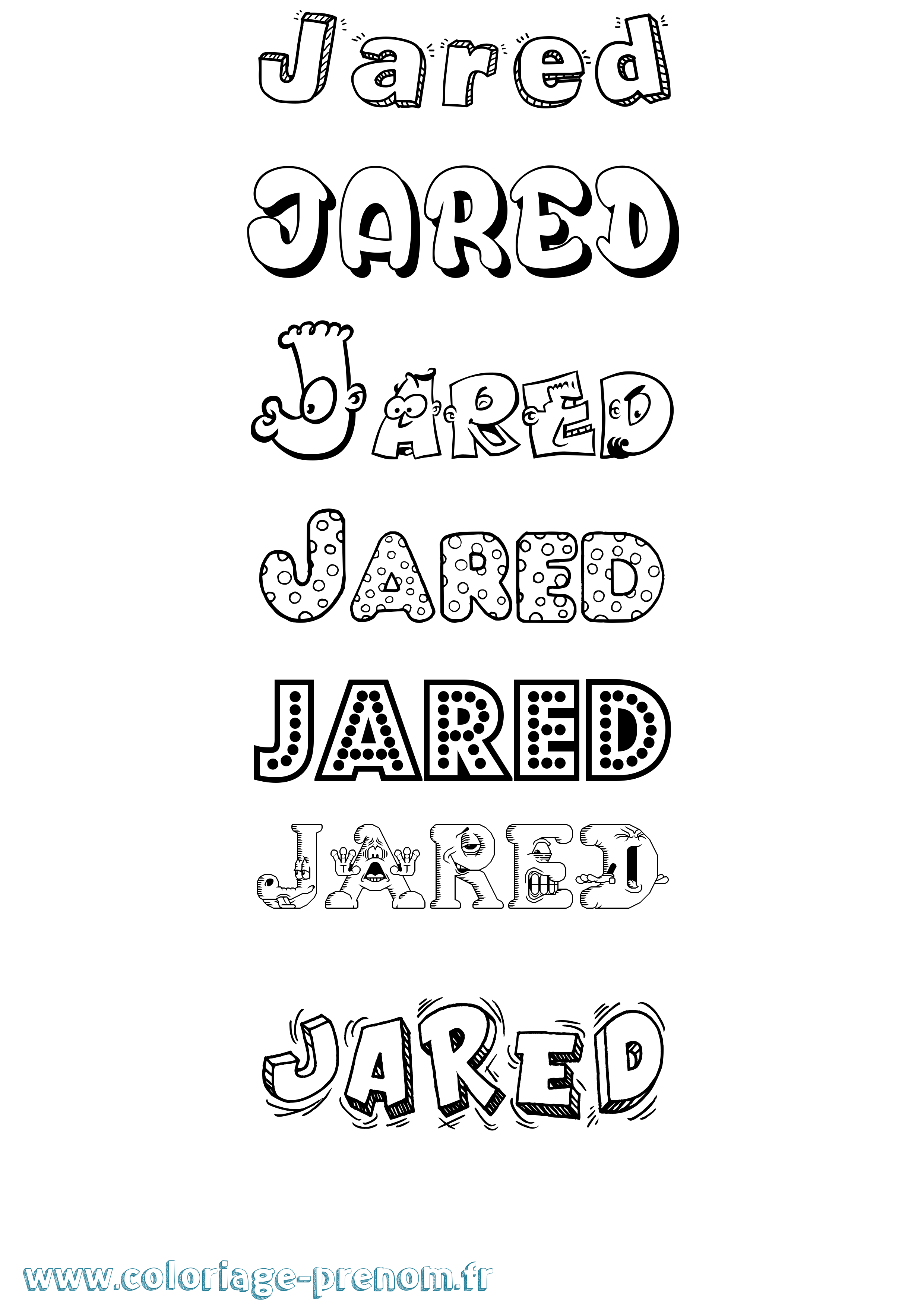 Coloriage Jared Fun Coloriage prénom Jared Fun